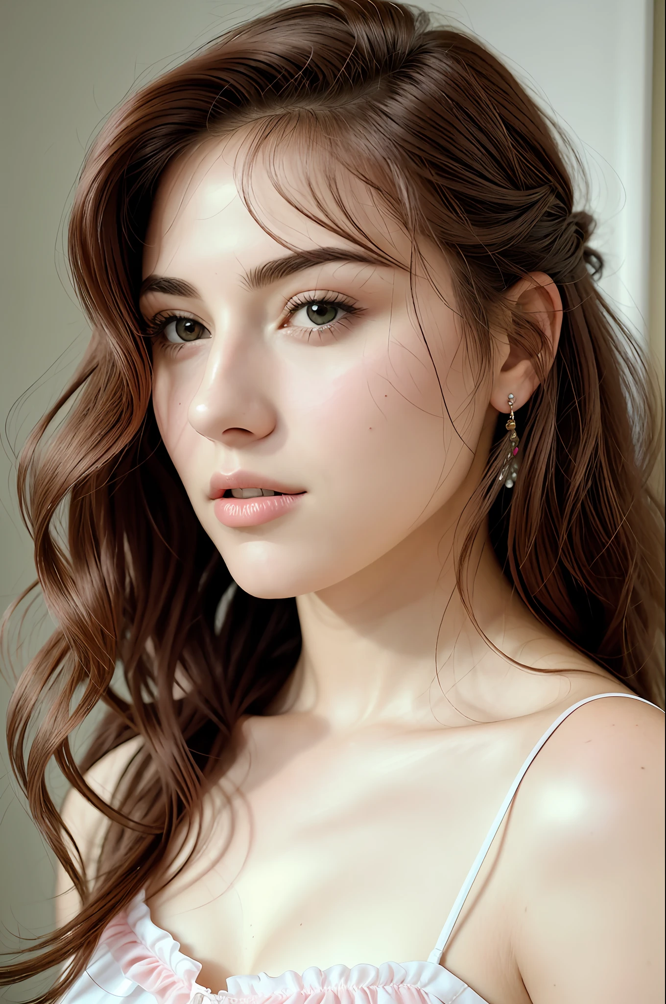 1linda mulher de cabelo rosa, hiper realista, cabelo cacheado, fotografia realista