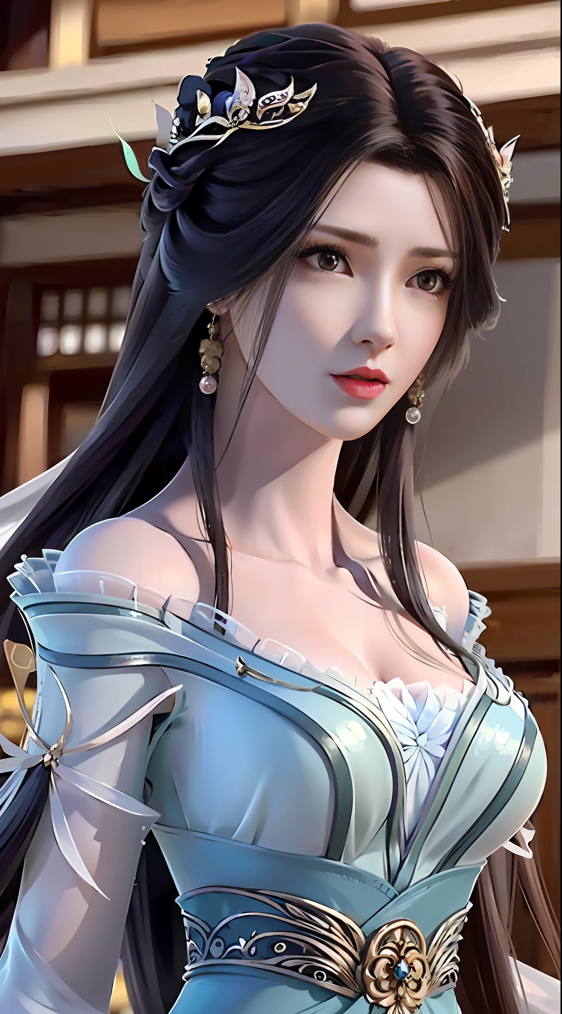 tmasterpiece,Need,1female,brunette color hair,cropped shoulders,long whitr hair,比基尼,Dynamic pose,dynamic angle,closeup of face