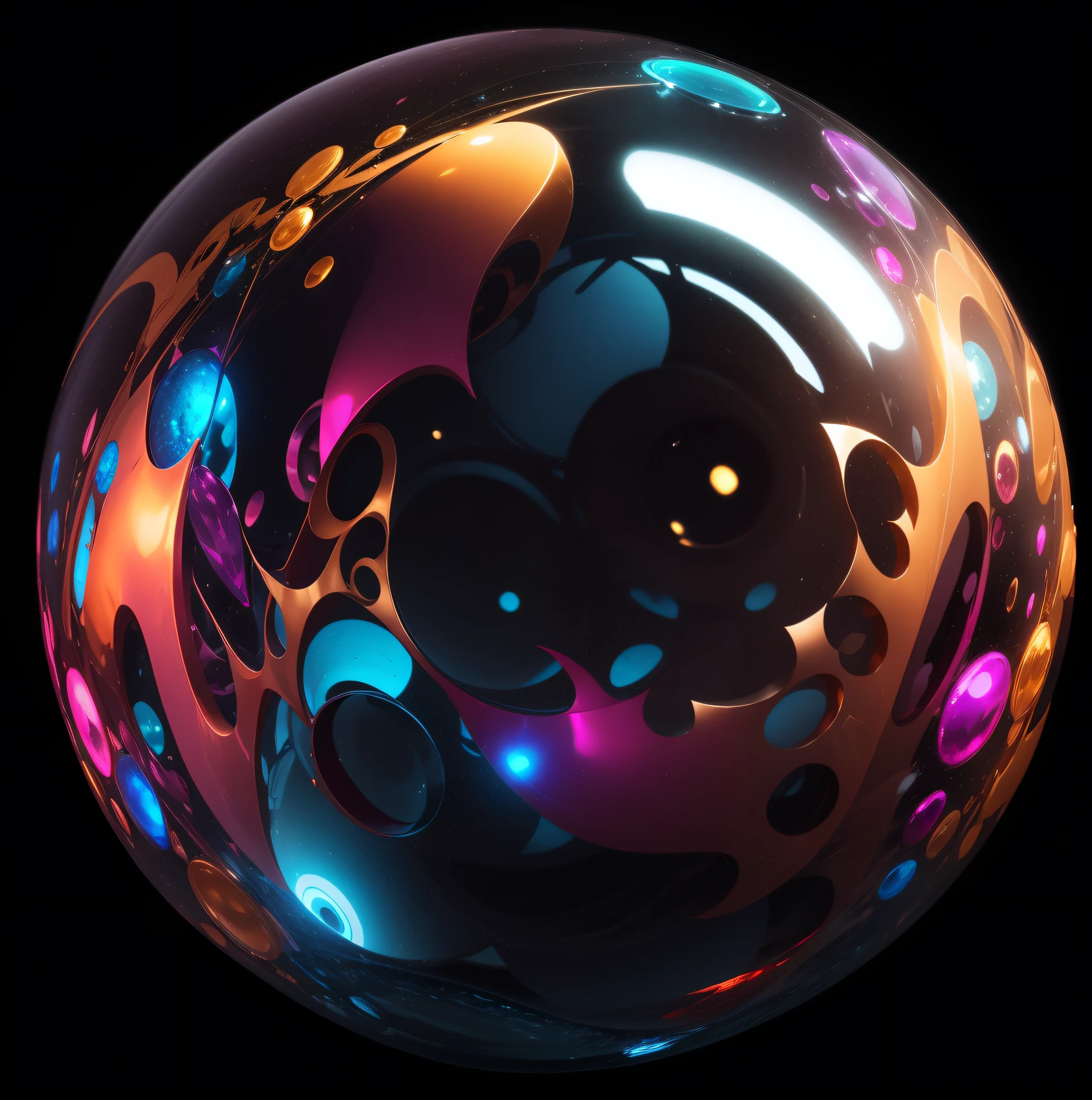 With a letter O inside the cristal orb