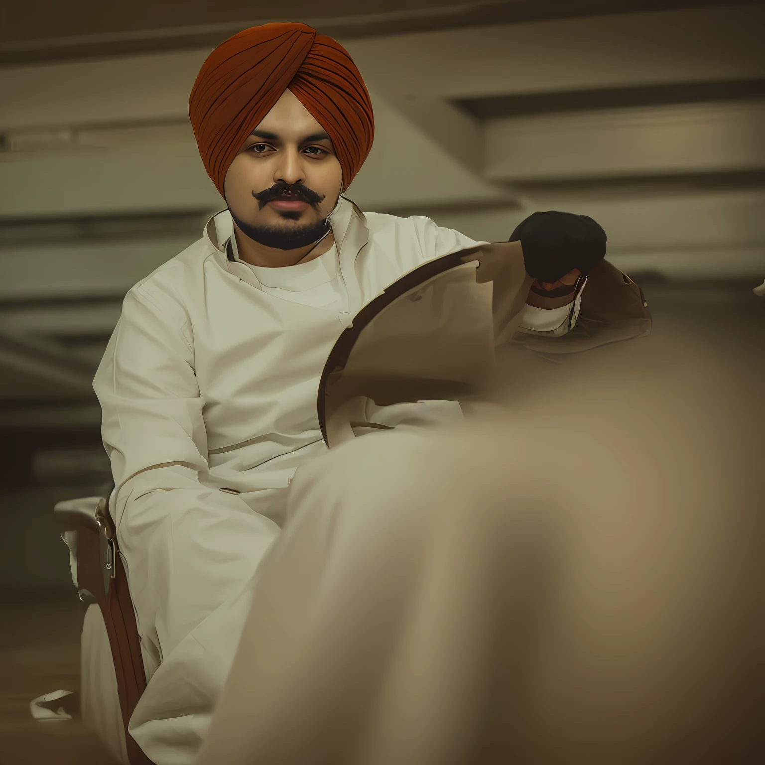 Sidhu moosewala with turban sitting in jeap change background 4k