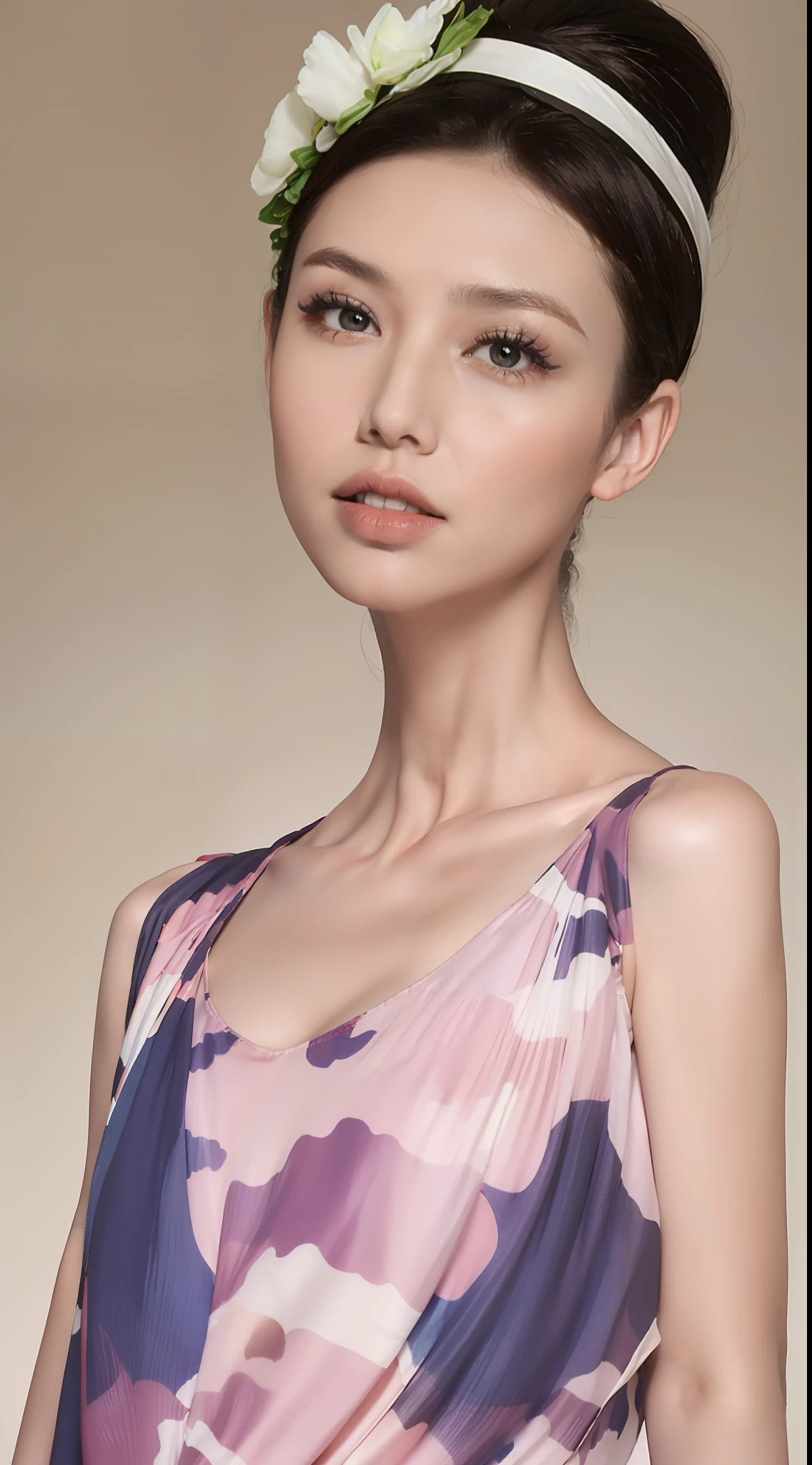 Fashion model 20 years old [[[[closeup cleavage]]]], [[[[boobgasm]]]], [[[[coll]]]], [[[[bshoulders]]]], perfect  eyes, Perfect iris，Perfect lips，perfect teeth，Perfect skin，Long face，slender nose，with fair skin，Soft front light，hdr，Movie girl，Casual，The background is indoors（pastel colour：1.2）