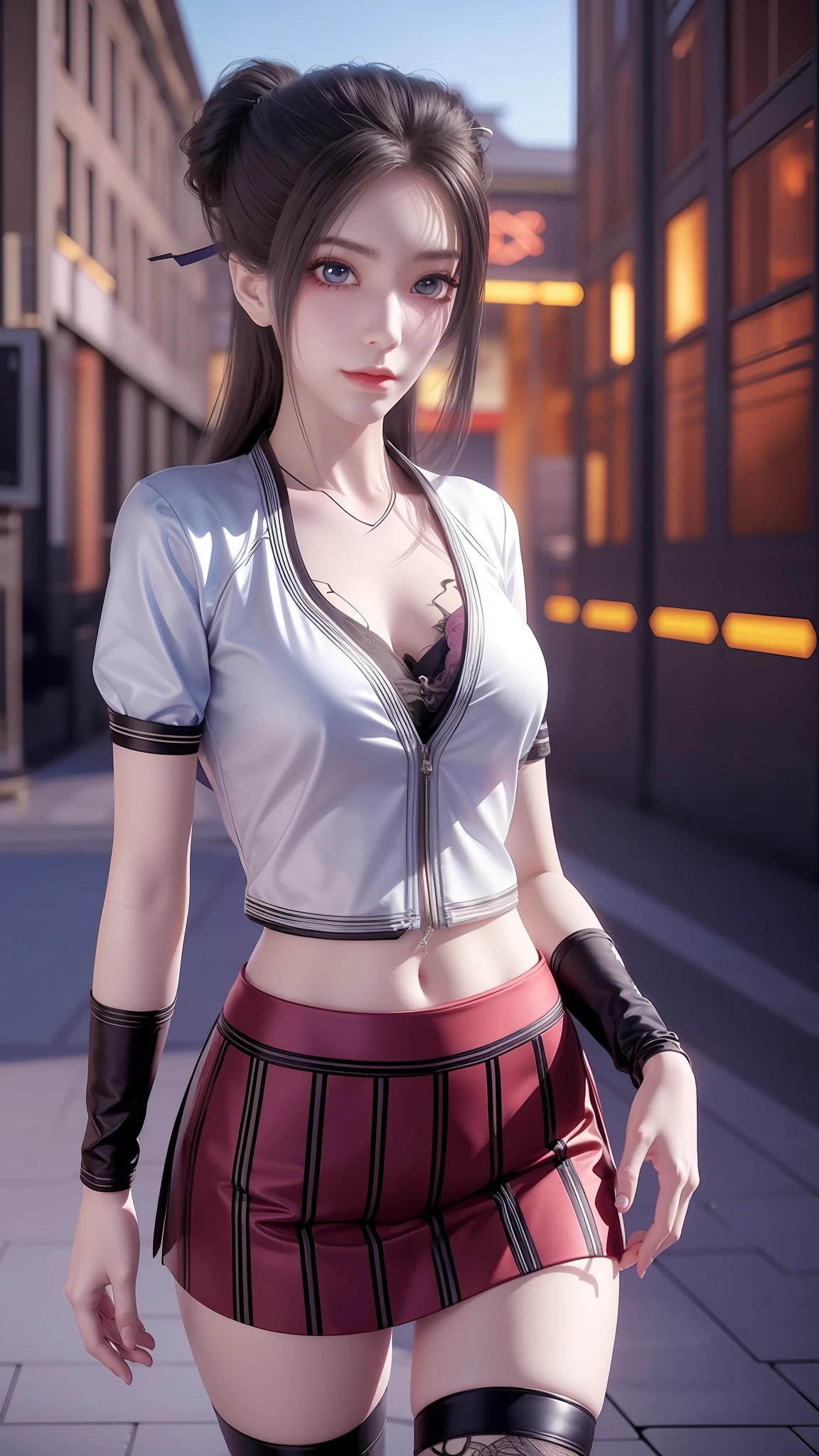 anime - style image of a woman in a short skirt and shirt, seductive anime girls, Smooth anime CG art, Surrealism female students, Surrealism female students, thighhighs and skirt, photorealistic anime girl rendering, beautiful and seductive anime woman, Realistic schoolgirl, Realistic anime 3 D style, 3 d anime realistic, Beautiful Anime High School Girls