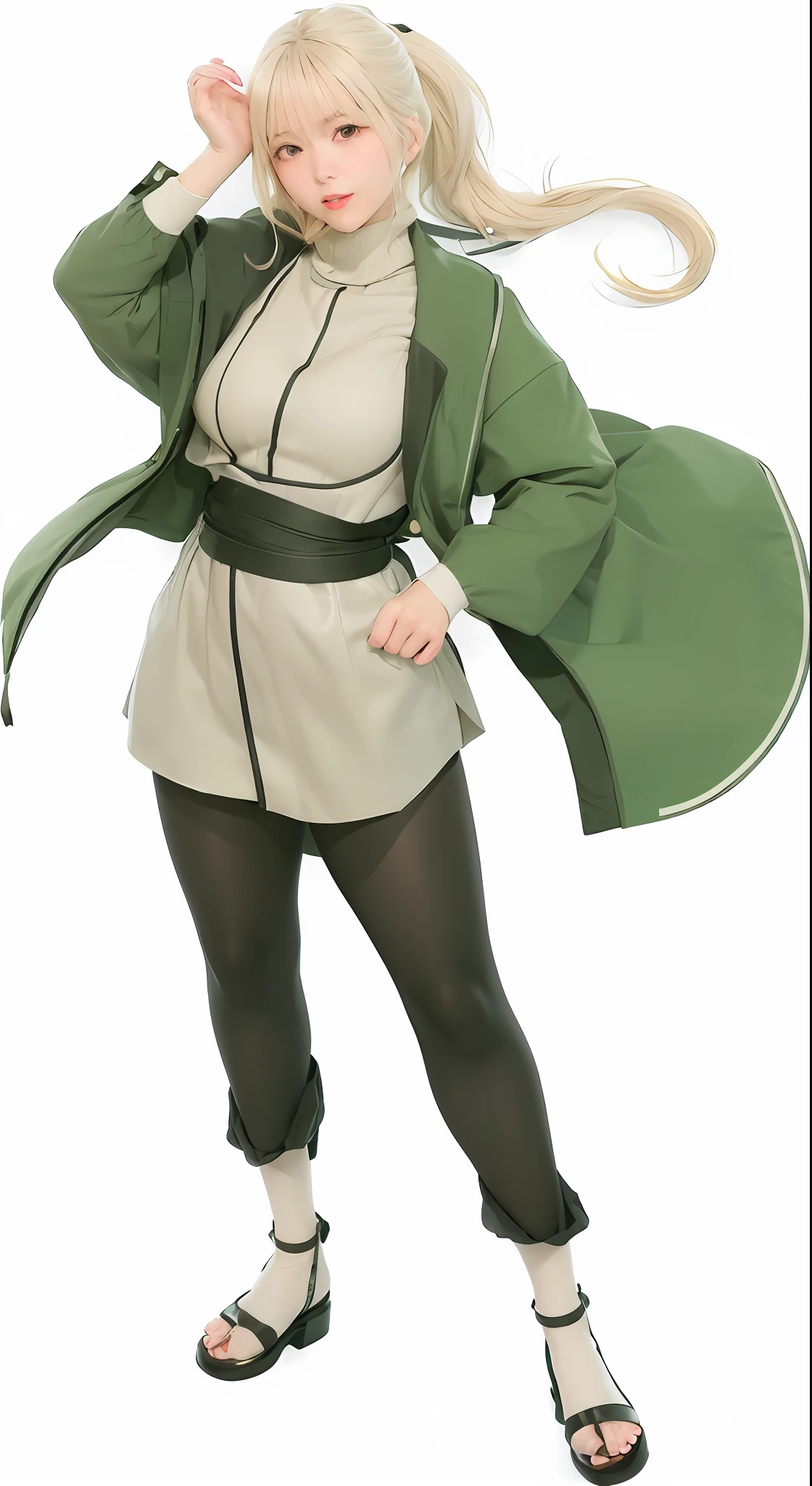 (Best quality details:1.2),realistic,8K UHD,High definition,(1girl:1.2),Ultra Detailed,High quality texture,intricate details,detailed texture,finely detailed,high detail,extremely detailed cg,High quality shadow,Detailed beautiful delicate face,Detailed beautiful delicate eyes,Depth of field,Ray tracing,20's,Pretty Kpop girl,(korean ulzzang face:1.1),slender face,(ulzzang-6500-v1.1:0.6),PureErosFace_V1,Glow Eyes,blush,glossy lips,perfect body, ( sleeveless turtleneck, pantyhose:1.1), (platinum blonde hair, ponytail:1.1), winter_street, snow_particle,