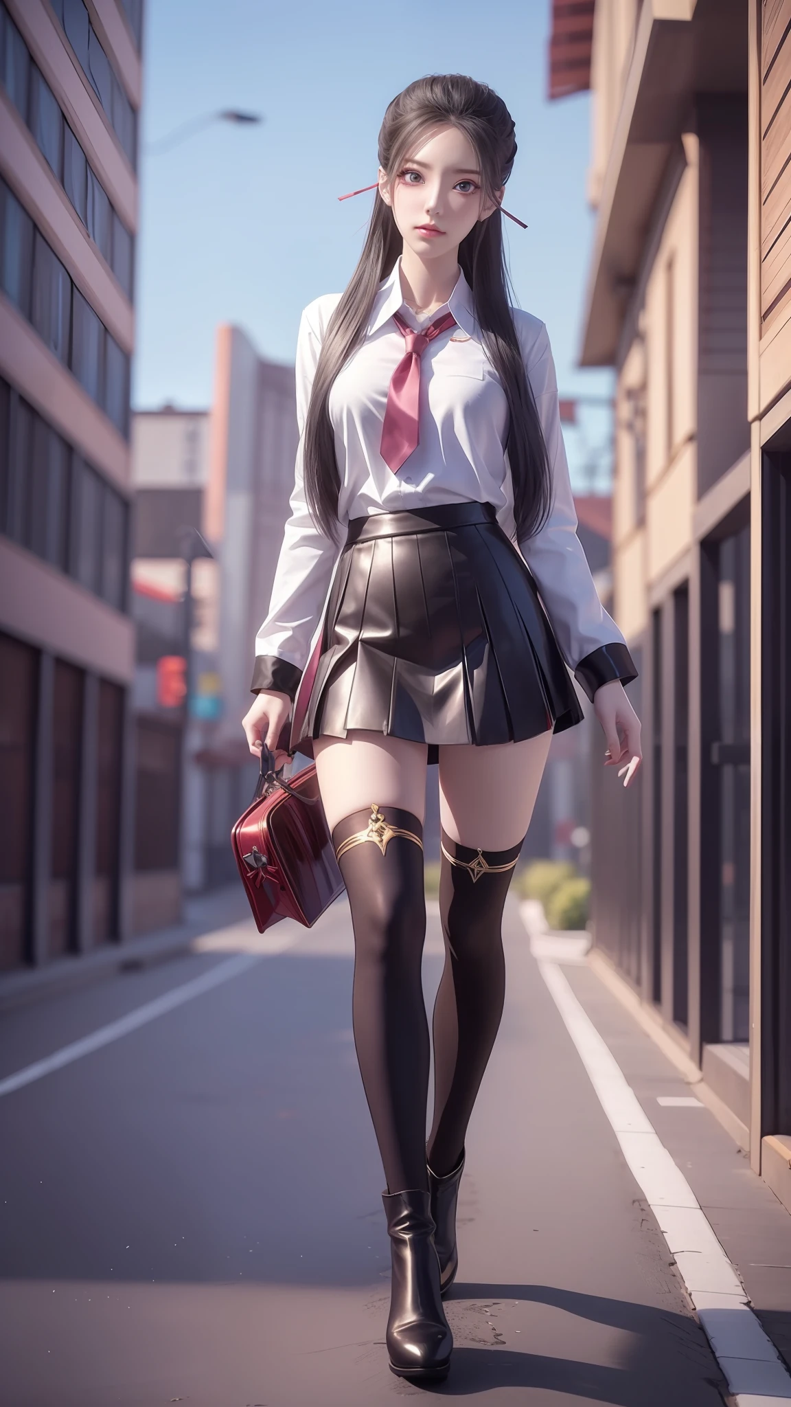 anime - style image of a woman in a short skirt and shirt, seductive anime girls, Smooth anime CG art, Surrealism female students, Surrealism female students, thighhighs and skirt, photorealistic anime girl rendering, beautiful and seductive anime woman, Realistic schoolgirl, Realistic anime 3 D style, 3 d anime realistic, Beautiful Anime High School Girls