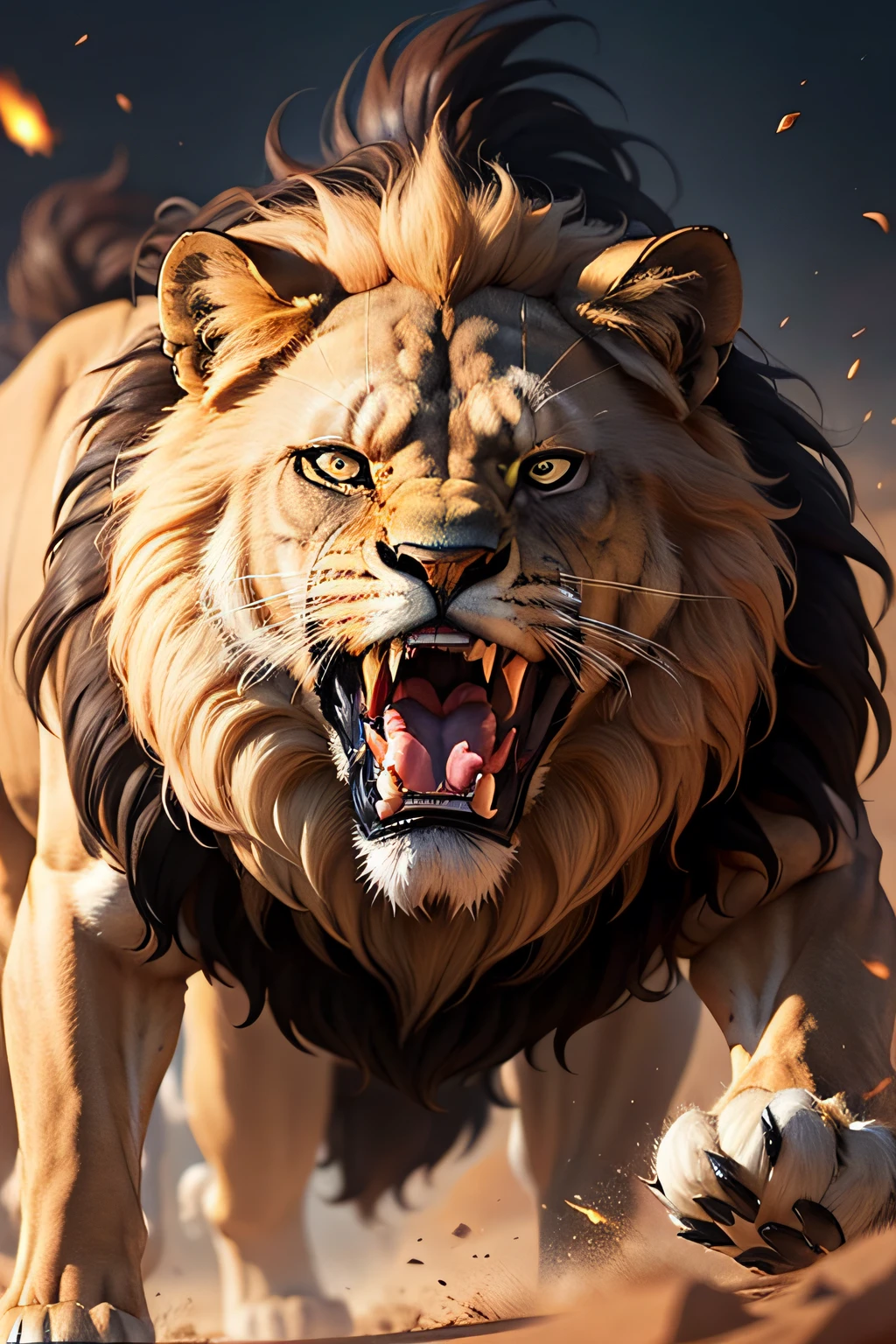 lion image roaring fiercely,
