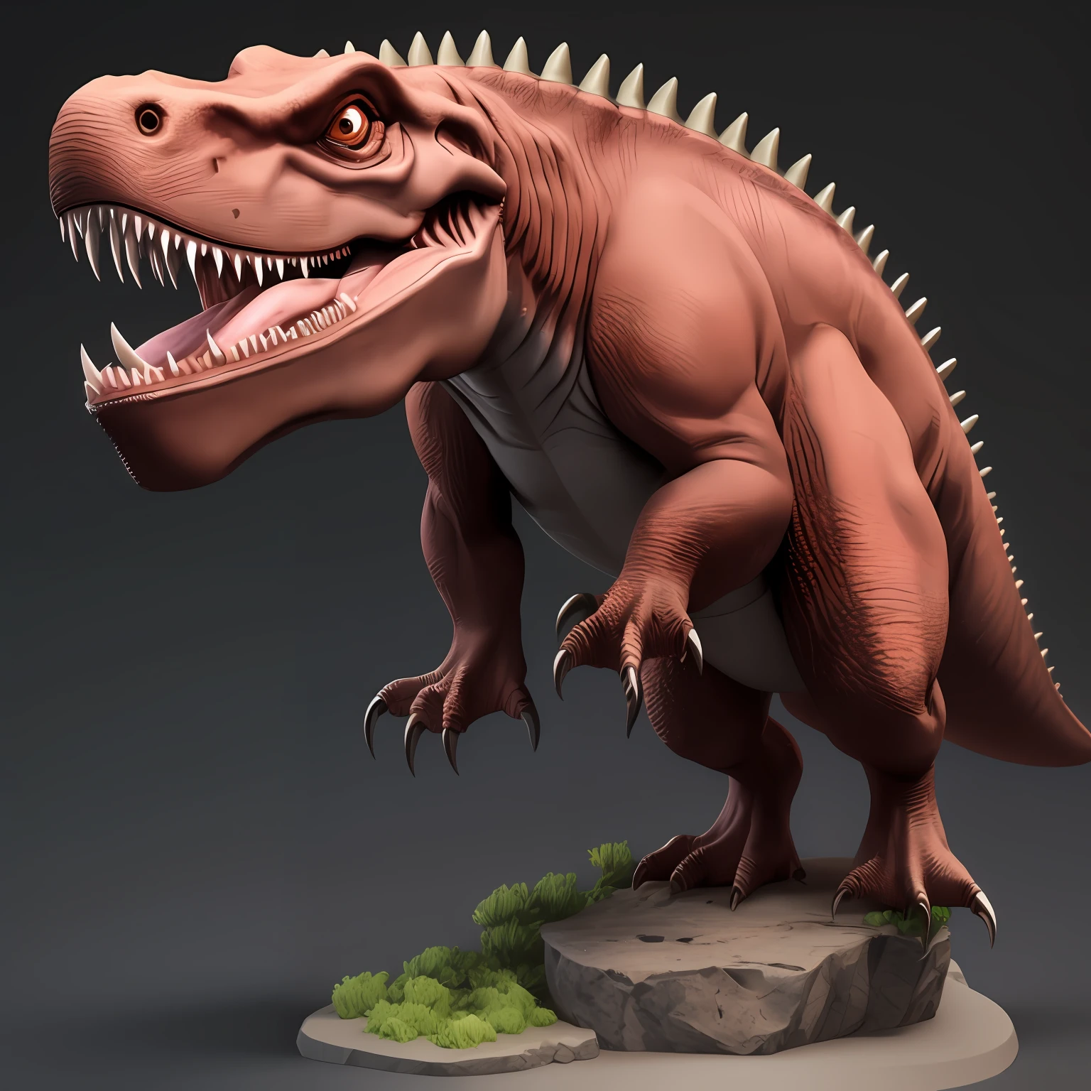 Tyrannosaurus Rex Emoji, Tiny and Cute Isometric, soft smooth lighting, with soft pastel colors, 3D icon clay rendering, lente de 120 mm, 3D blender rendering, trending on polycount, construtivismo modular, fundo laranja, Physically-based rendering, centralizado