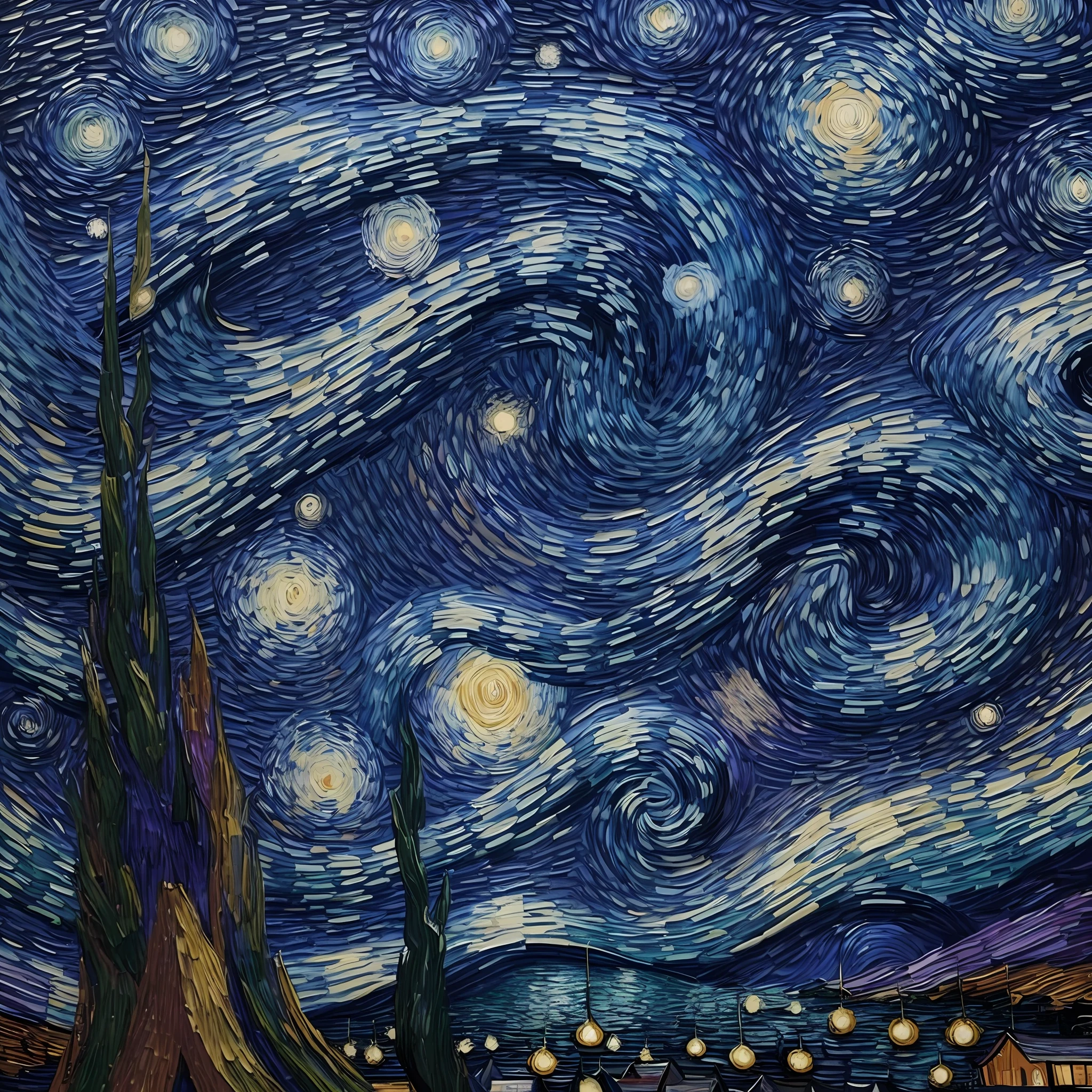 Van Gogh painting the starry night --auto --s2