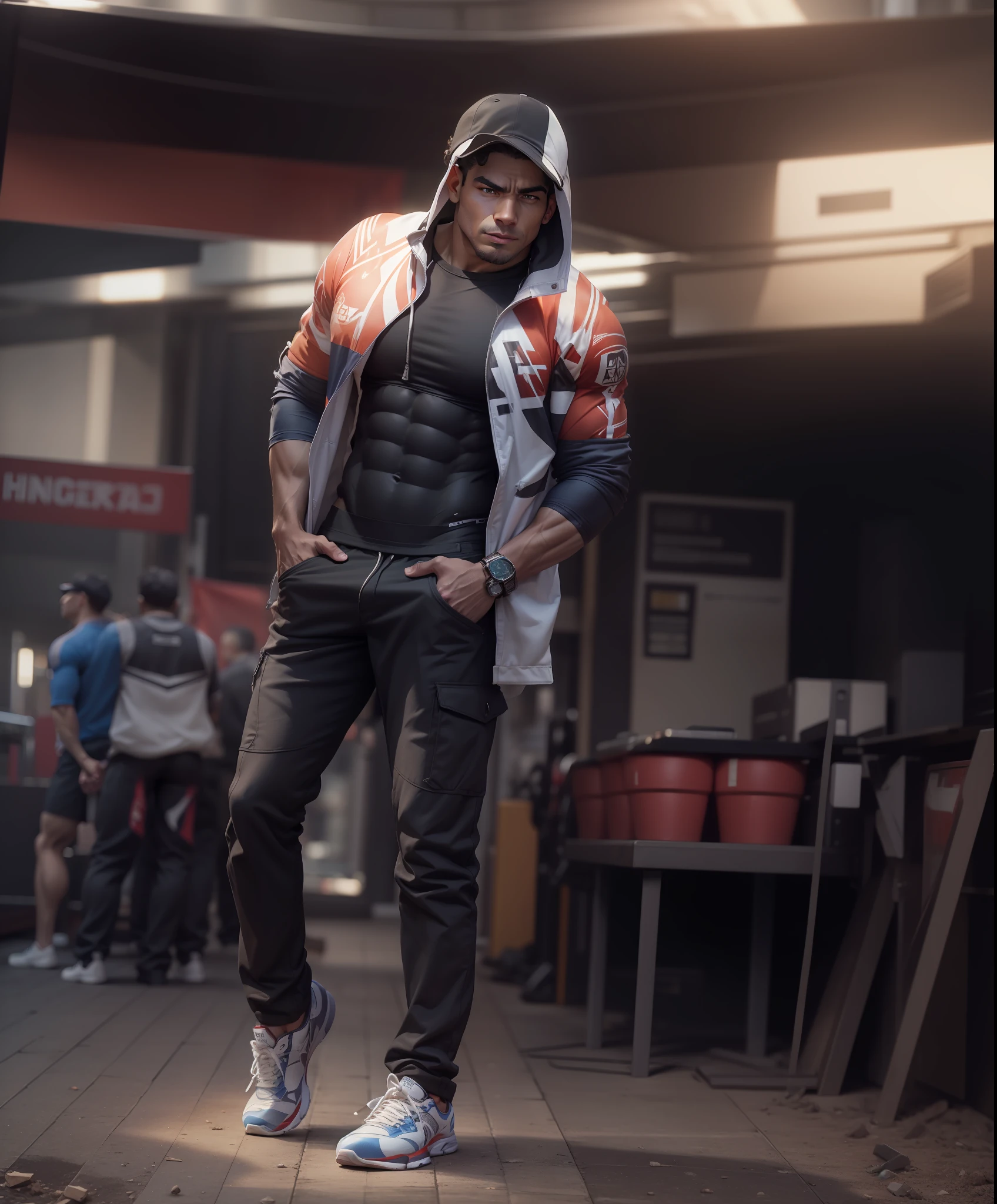 Background change , Realistic face , body builder,8k ultra HD Photo