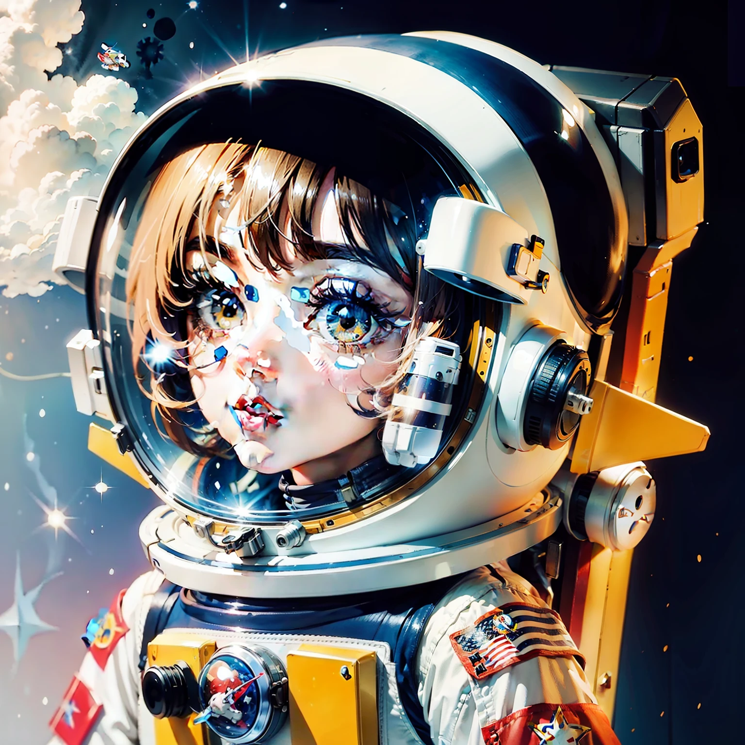 Cartoon astronaut, watercolour, clip art,ar 2:3