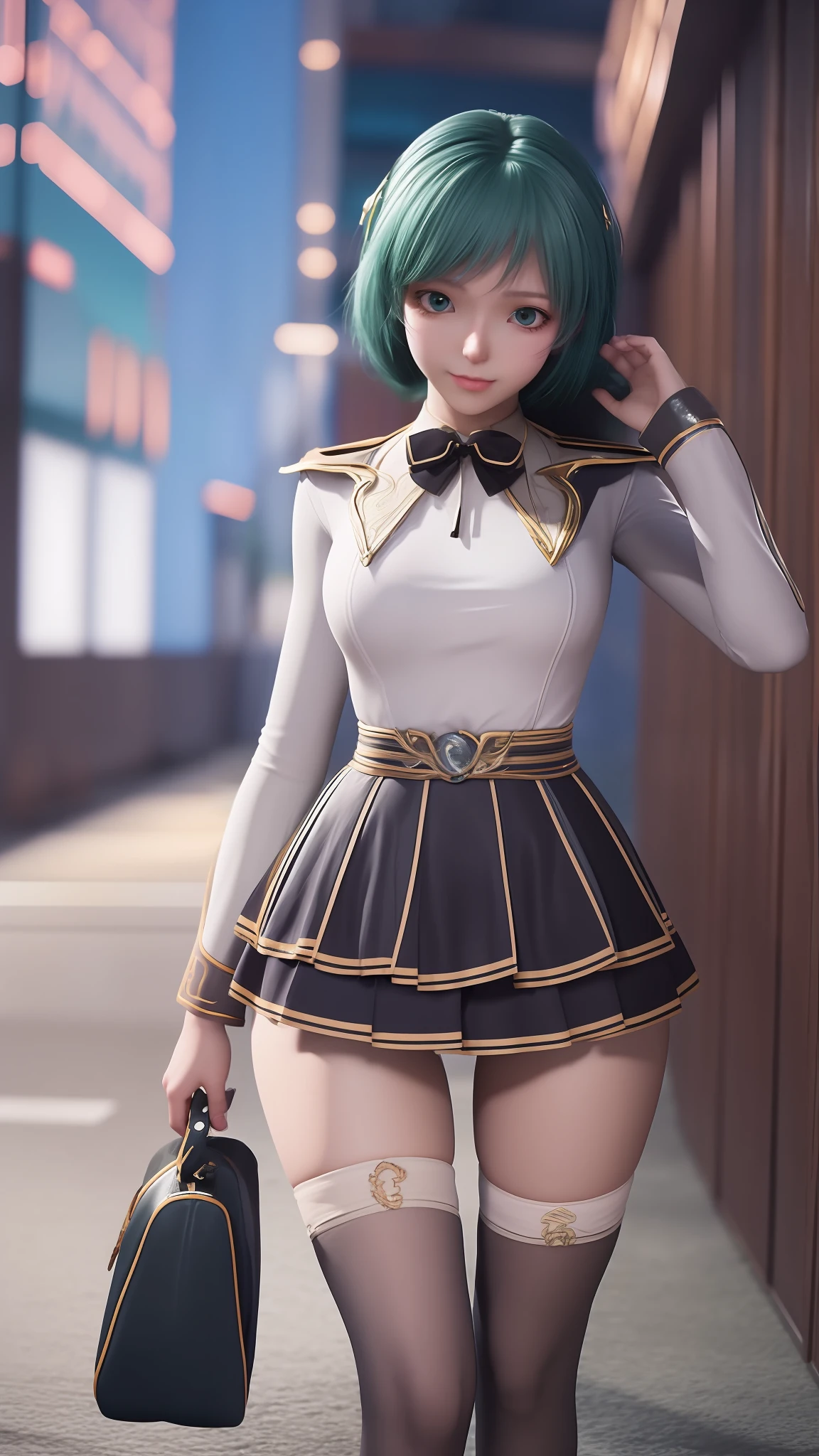 anime - style image of a woman in a short skirt and shirt, seductive anime girls, Smooth anime CG art, Surrealism female students, Surrealism female students, thighhighs and skirt, photorealistic anime girl rendering, beautiful and seductive anime woman, Realistic schoolgirl, Realistic anime 3 D style, 3 d anime realistic, Beautiful Anime High School Girls