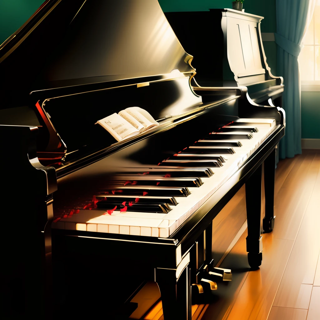 One acoustic piano in the green jangel