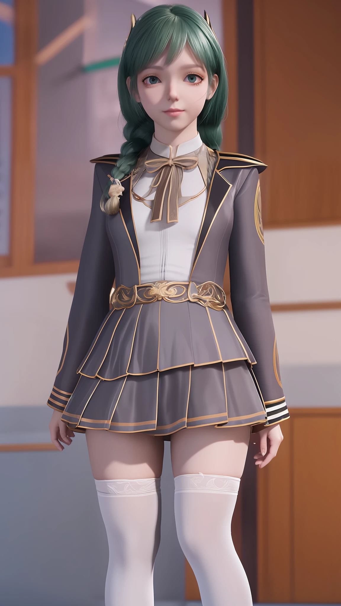 Arad woman posing for photo in short skirt and white shirt, Surrealism female students, Surrealism female students, Realistic schoolgirl, photorealistic anime girl rendering, thighhighs and skirt, 3 d anime realistic, small curvaceous , wearing skirt and high socks, Photorealistic anime, cute female student, Realistic anime 3 D style, female student