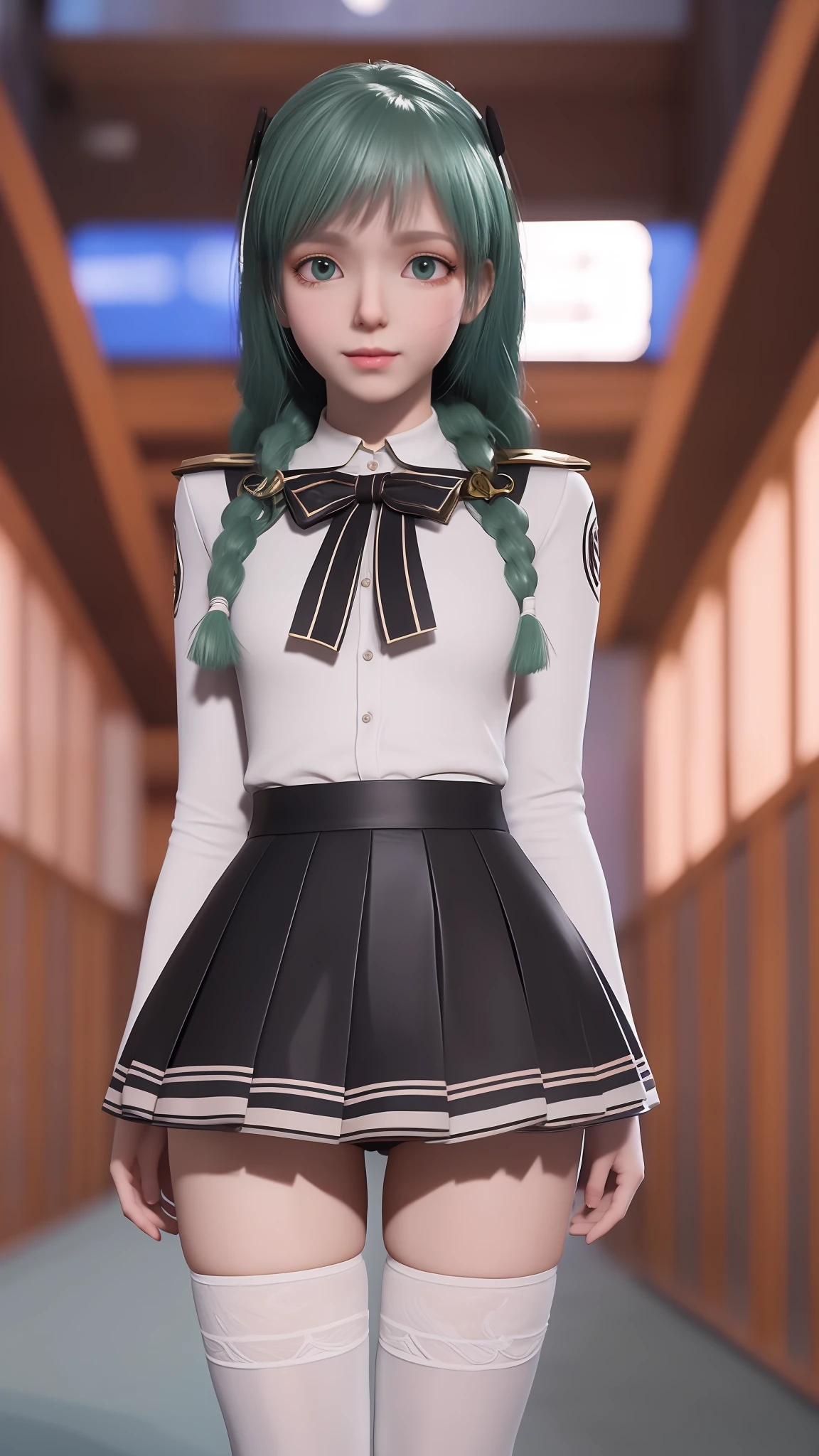 Arad woman posing for photo in short skirt and white shirt, Surrealism female students, Surrealism female students, Realistic schoolgirl, photorealistic anime girl rendering, thighhighs and skirt, 3 d anime realistic, small curvaceous , wearing skirt and high socks, Photorealistic anime, cute female student, Realistic anime 3 D style, female student