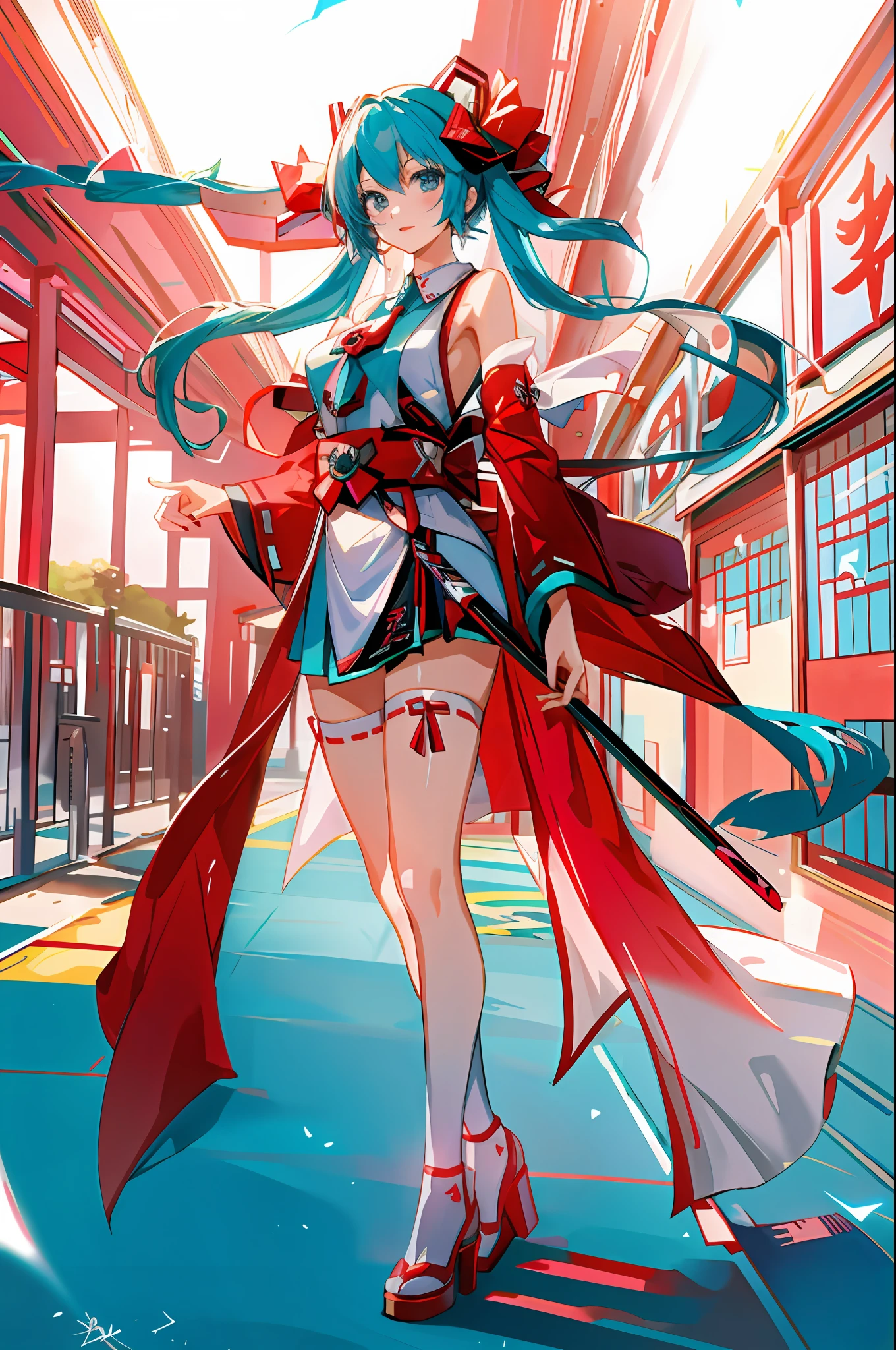 Anime girl wearing red and white clothes holding a sword, anime girl with long blue hair and a white shirt and black skirt, Hatsune Miku, Portrait of Hatsune Miku, Hatsune Miku short hair, vocaloid, hatsune miku portrait, Os amigos, mikudayo, Anime girl with teal hair, Hatsune Miku cosplay, hatsune miku face, style of anime4 K, An anime girl, attractive anime girls