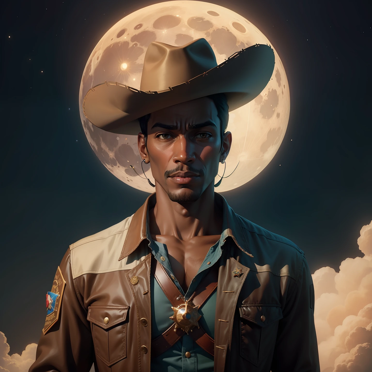 sheriff woody, black man, moon