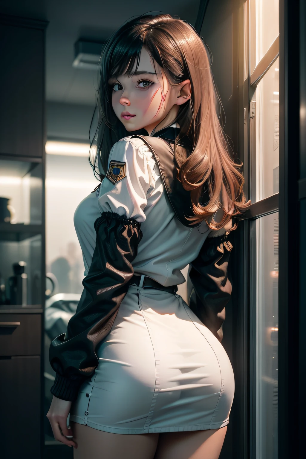 (RAW photo:1.2), (Photorealistic:1.4), Beautiful detailed girl, Very detailed eyes and face, Beautiful detailed eyes, Absurd, Incredibly Ridiculous res, hugefilesize, Super detailed, high resolution, Very detailed, Best quality, Masterpiece, illustration, Very detailed, CG, unified, 8K wallpaper, Amazing, Fine details, Masterpiece, Best quality, Very detailed CG uniform 8k wallpaper, The light from the back window is backlighted, Cloudy, Cinematic lighting, 1girll, 16 years old, Mini tube shirt, short minidress ((aroused: 1.9)) , Detailed , The night street of the euro