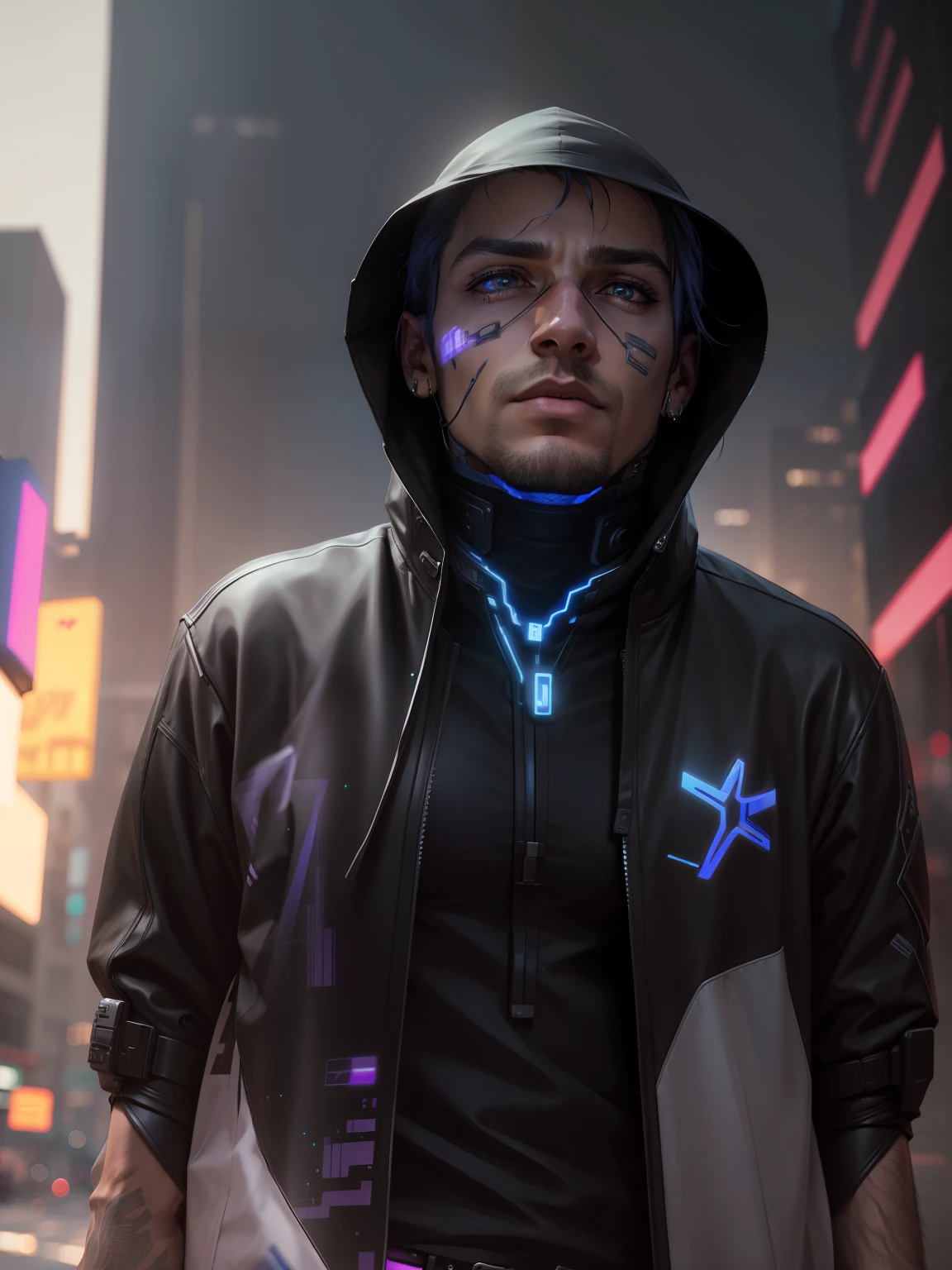 Real face, Change background cyberpunk handsome boy, realistic face, 8k,ultra realistic