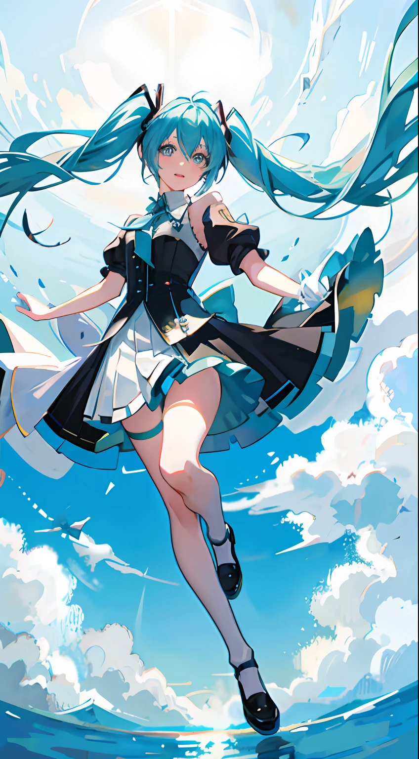 showing，anime girl with long blue hair and a white shirt and black skirt, Hatsune Miku, Portrait of Hatsune Miku, Hatsune Miku short hair, vocaloid, hatsune miku portrait, Os amigos, mikudayo, Anime girl with teal hair, Hatsune Miku cosplay, hatsune miku face, style of anime4 K, An anime girl, attractive anime girls
