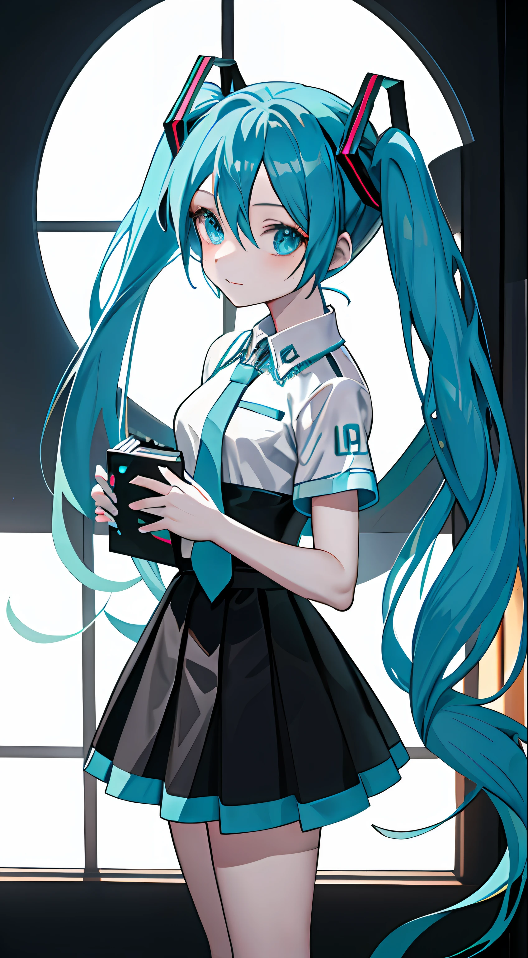 Arad woman posing for photo in black and blue, seductive anime girls, anime girl with long blue hair and a white shirt and black skirt, Hatsune Miku, Portrait of Hatsune Miku, Hatsune Miku short hair, vocaloid, hatsune miku portrait, Os amigos, mikudayo, Anime girl with teal hair, Hatsune Miku cosplay, hatsune miku face, style of anime4 K, An anime girl, attractive anime girls