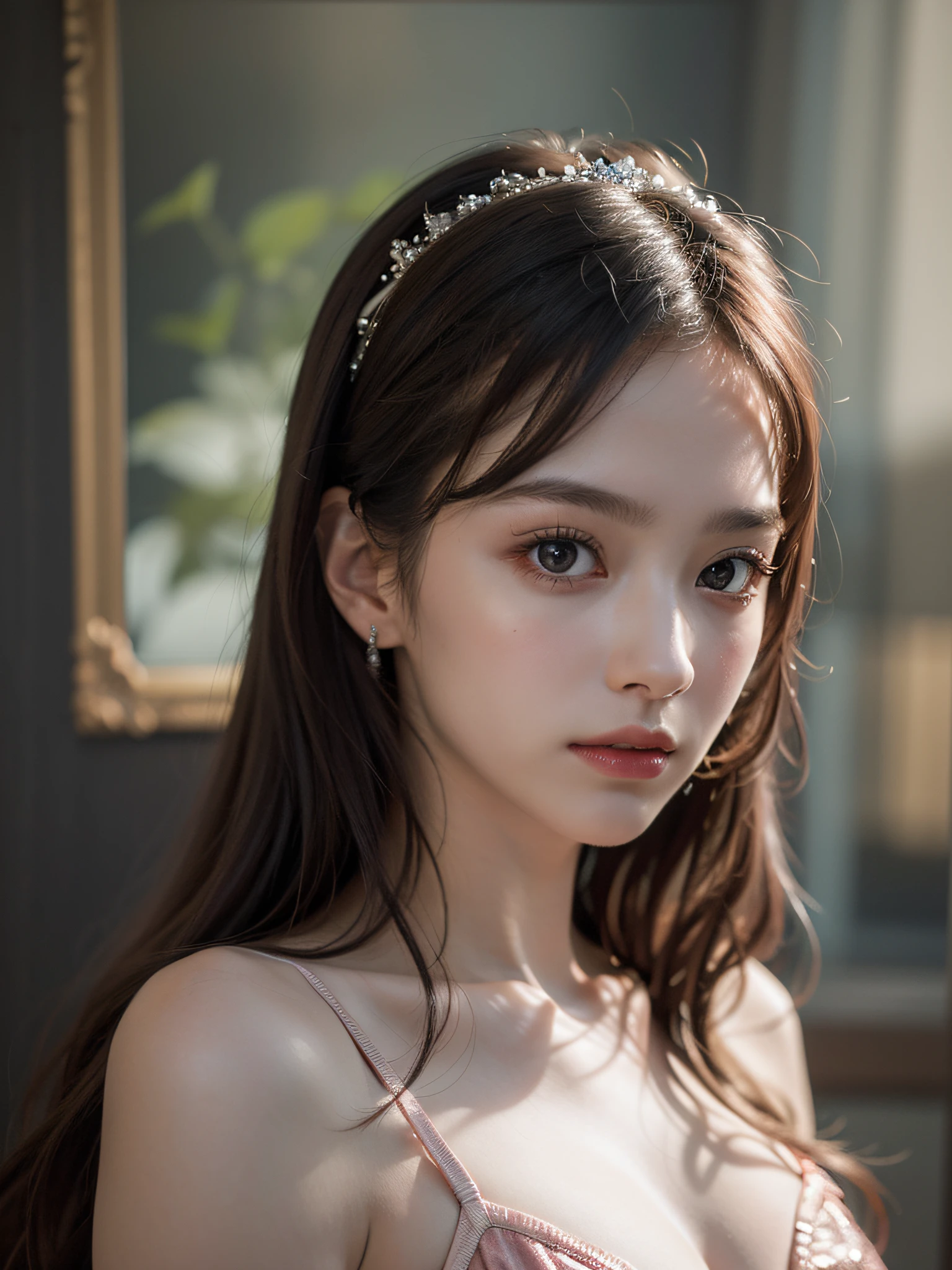 best quality, masterpiece, ultra high res, (photorealistic:1.4),(portrait), (a beautiful ballerina ), upper body, shiny skin, ultra-detailed face,