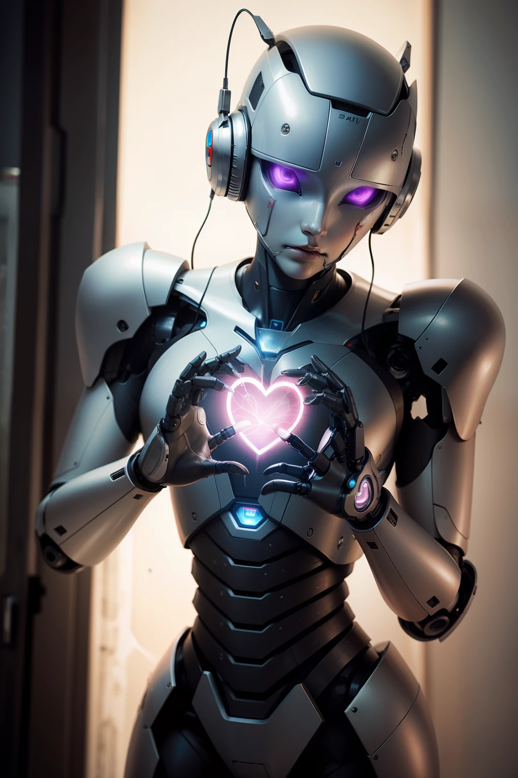 Realistic photo of a robot with a heart in its hands