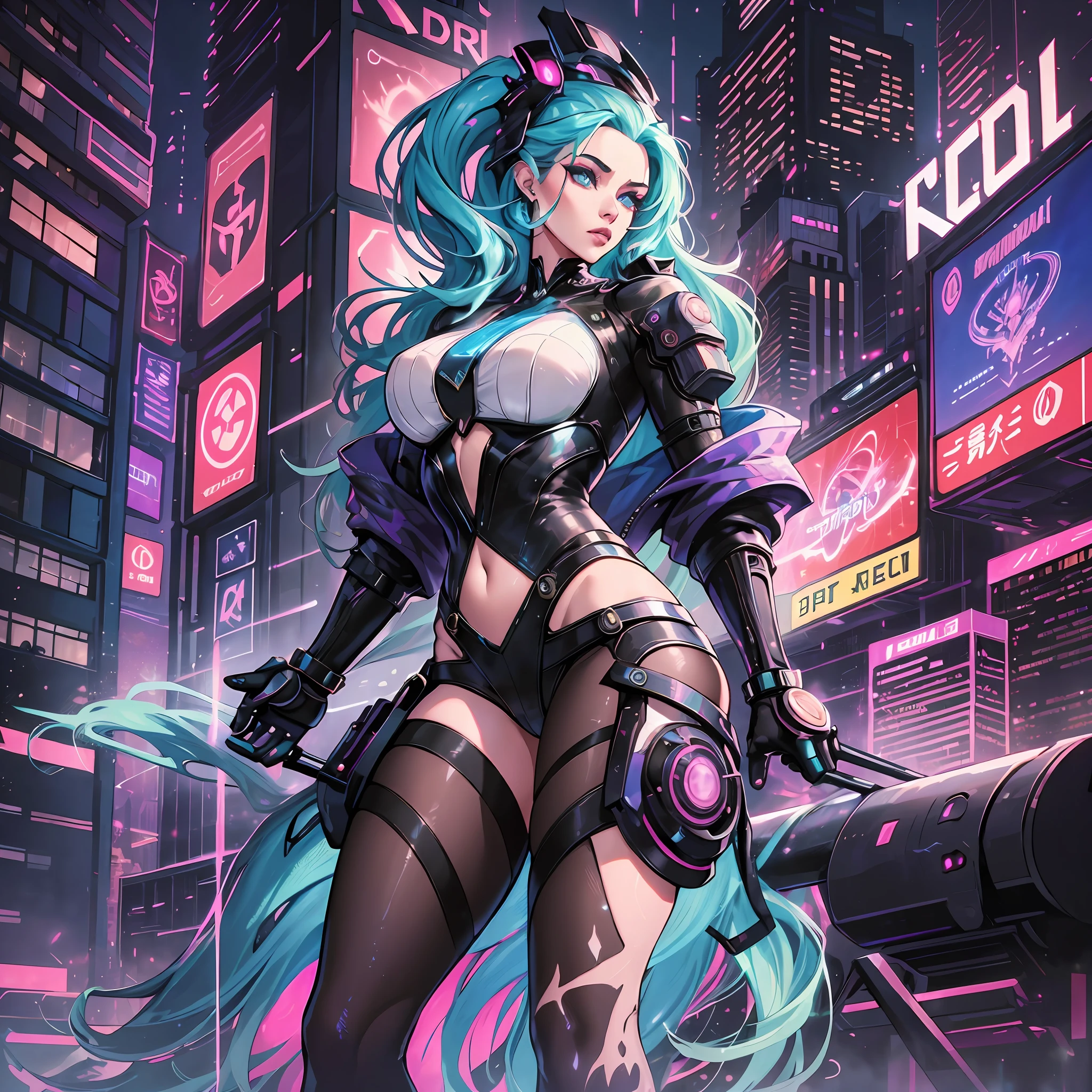 In this futuristic masterpiece, a woman of age 30 exudes an alluring and confident aura as a Futuristic Femme Fatale. The setting is a high-tech, cyberpunk-inspired world that seamlessly blends sleek modernity with a touch of dystopian edge.
Dressed in a stunning futuristic fashion ensemble, the woman is a visual marvel. Her attire is a symphony of textures and materials, blending metallic accents, holographic fabrics, and glowing LED patterns. Each detail is meticulously crafted, creating a sense of awe-inspiring artistry that draws the viewer in.
With an air of confidence, the woman stands amidst the urban sprawl of the cyberpunk city. Neon lights cast a vibrant glow on her features, illuminating her perfectly styled hair and enhancing the electric blue streaks that run through it. Her makeup is equally avant-garde, with holographic elements that catch the light and mesmerize the onlooker.
The Femme Fatale's gaze is intense and captivating, hinting at a world of secrets and intrigue beneath her enigmatic exterior. Her posture exudes confidence, a reflection of her command over the high-tech world she inhabits.
The cyberpunk setting comes alive with awesome detail. Holographic billboards and neon signs illuminate the streets, while hovering vehicles and drones add to the futuristic atmosphere. The architecture is a mix of sleek skyscrapers and gritty back alleys, painting a vivid picture of a world where technology and humanity collide.
Every inch of this image is a testament to the artist's skill, with awesome detail permeating every aspect. The reflection of the high-tech city in the woman's sharp shades, the intricate patterns of her clothing, and the reflections of neon lights on her metallic accessories all contribute to the overall stunning effect.
masterpiece captures the essence of the Futuristic Femme Fatale, presenting a woman of undeniable allure and power in a world where technology reigns supreme. The fusion of confidence, cutting-edge fashiion