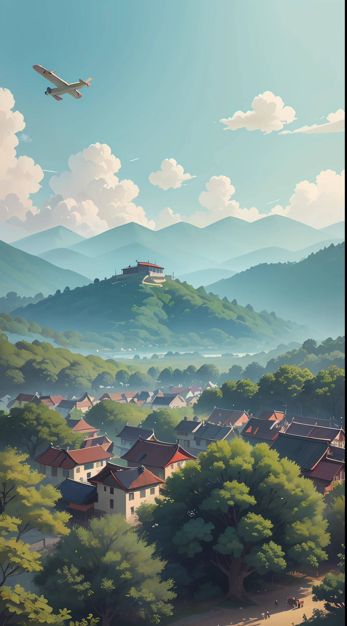 夏天, fresco, , heaven, nuvens brancas, roaring airplanes. This summer, parece mais quente do que nunca. O sol da tarde, queimando a terra, parecia evaporar tudo. O som das cigarras, Like an endless song, ecoa no ar.
