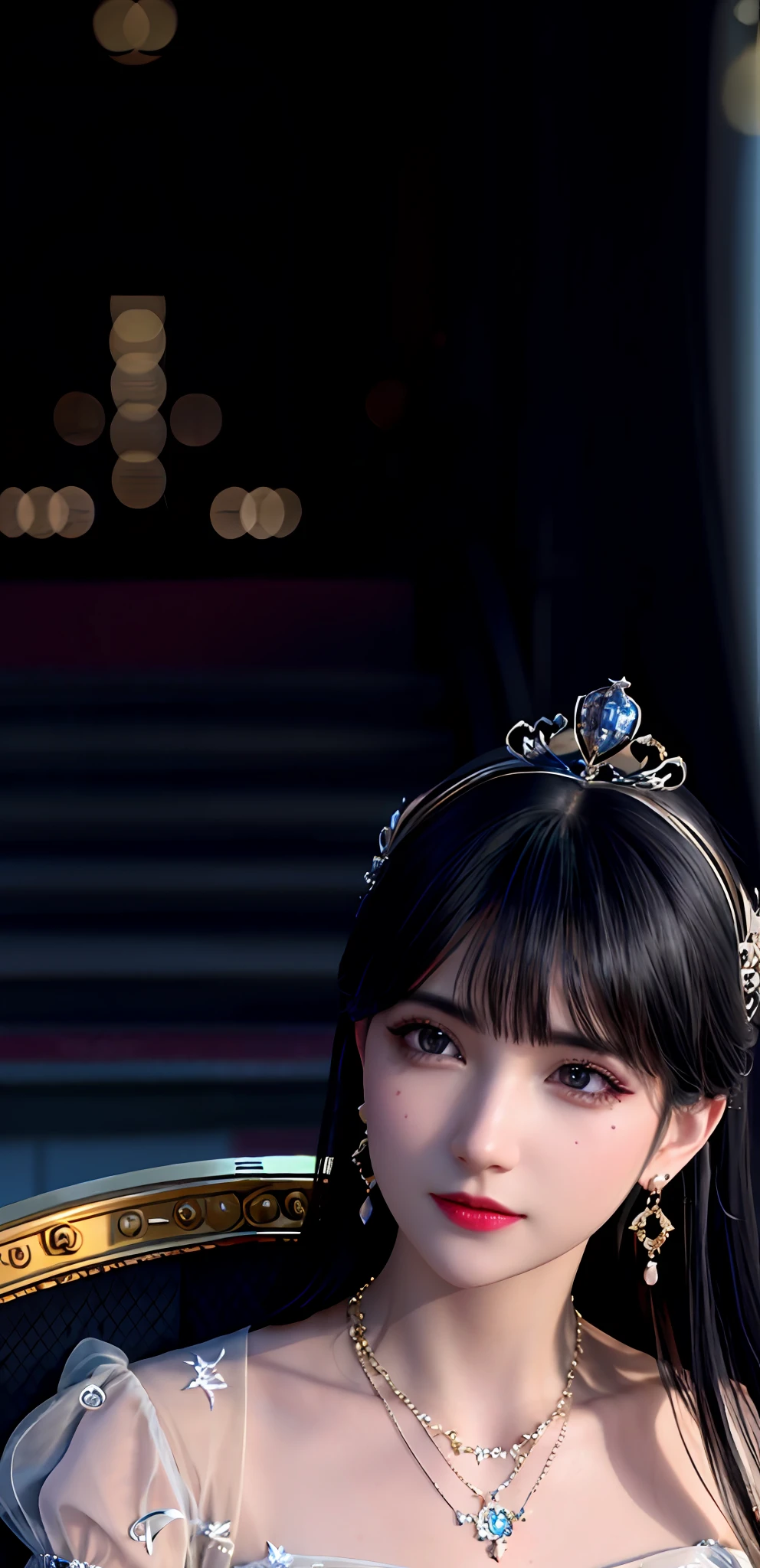 (realisticity: 1.2), ((best resolution: 8K UHD)), best quality, high quality, masterpiece, highres,cg,
1 super detailed girl, super detailed queen
, sitting on a super detailed royal throne, lud, xurious royal palace background, beautiful and detailed, super detailed long hair, wearing a beautiful and luxurious crown with diamonds and super detailed,
super detailed dress, Super detailed dress sleeves, super detailed beautiful earrings, Beautiful and beautiful necklace full of super detailed diamonds,
solo, jewelry, super detailed red and yellow dress, pretty face, beautiful, and super detailed,
, earrings, super detailed hairdo, splashing, the upper body is very super detailed, super detailed hair bun, super detailed black hair,
lighting,candid,Photograph,high resolution, 8k,Bokeh,