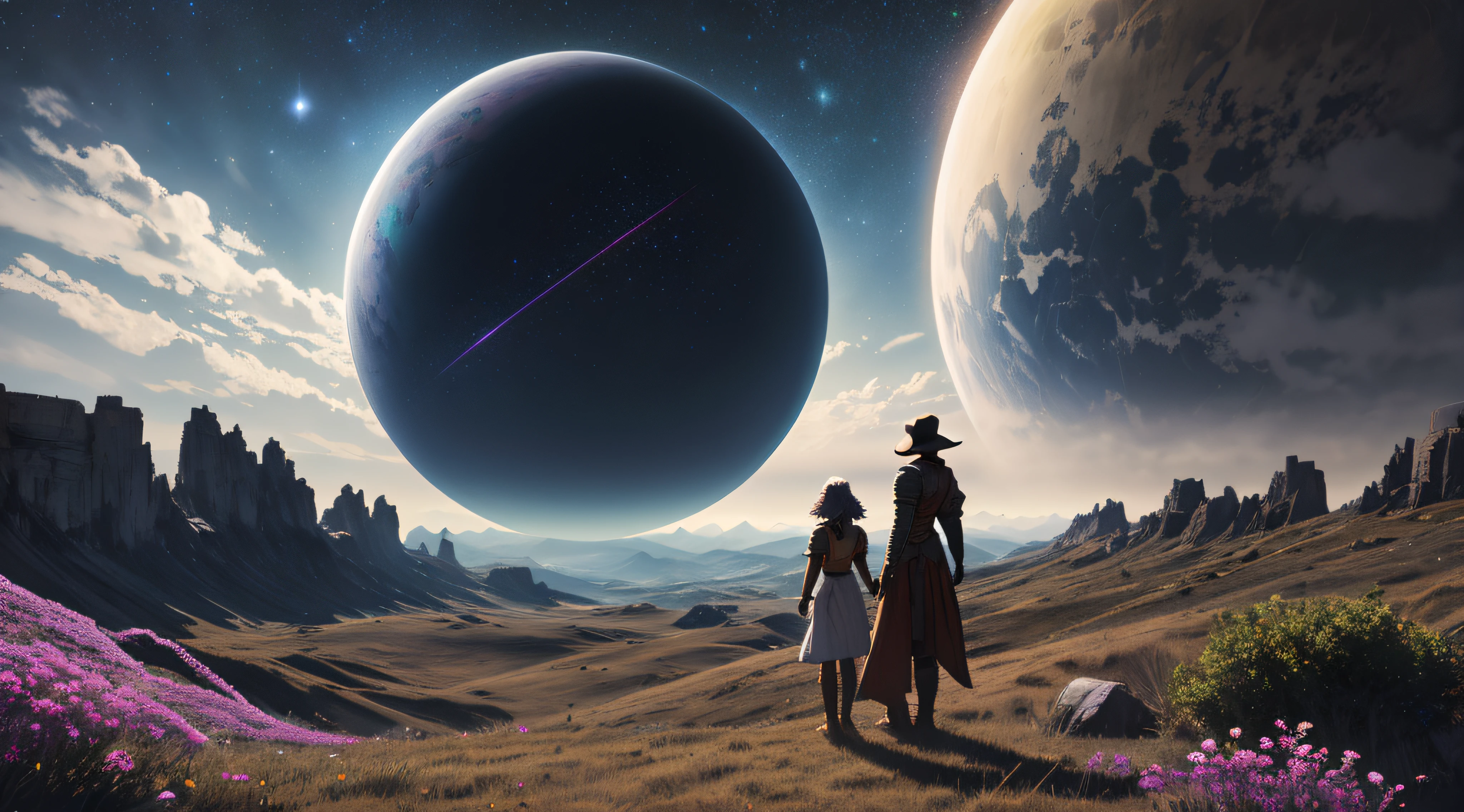 shadowland, cosmos in background, beautiful scenario, 4k HDR,