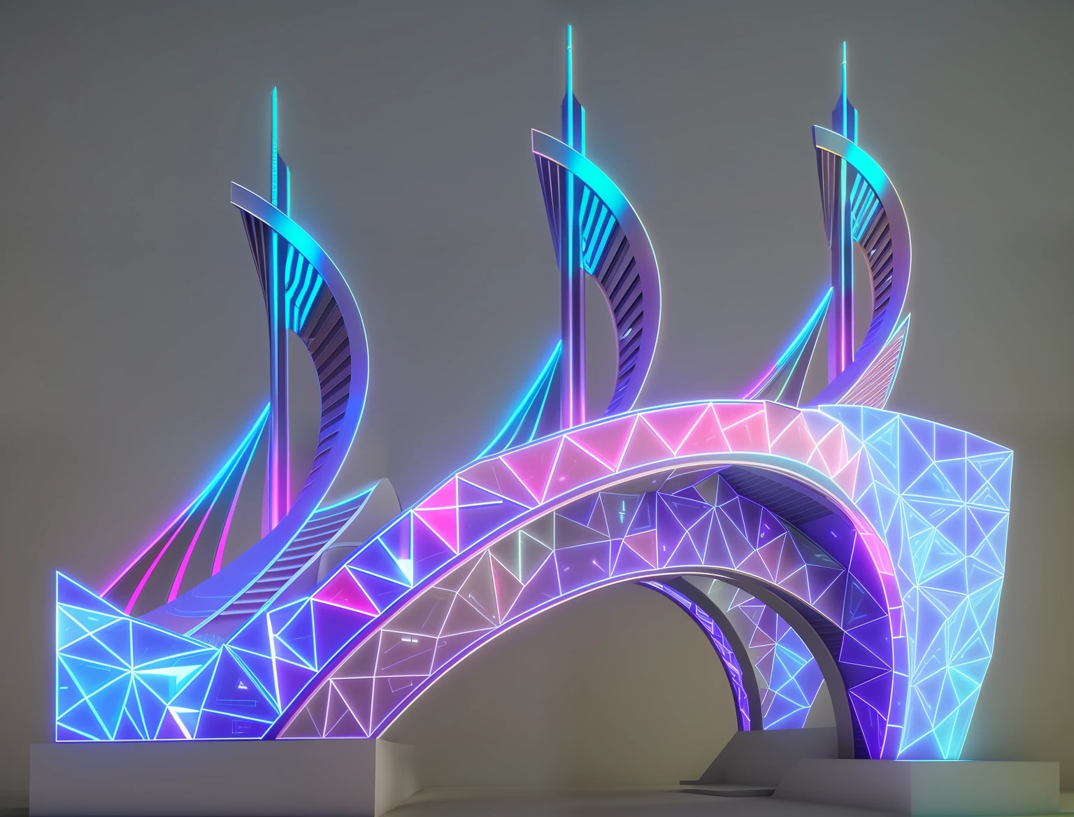 gateway to futurisma, electricity archs, A fantasy plot consisting of fractals, futuristic decor, in the style of futuristic.Digital art, lighting path traced, geometric futuristic cityscape, detailed futuristic architecture, Futuristic church with stained glass, parametric structure, stylized neon, futuristic design