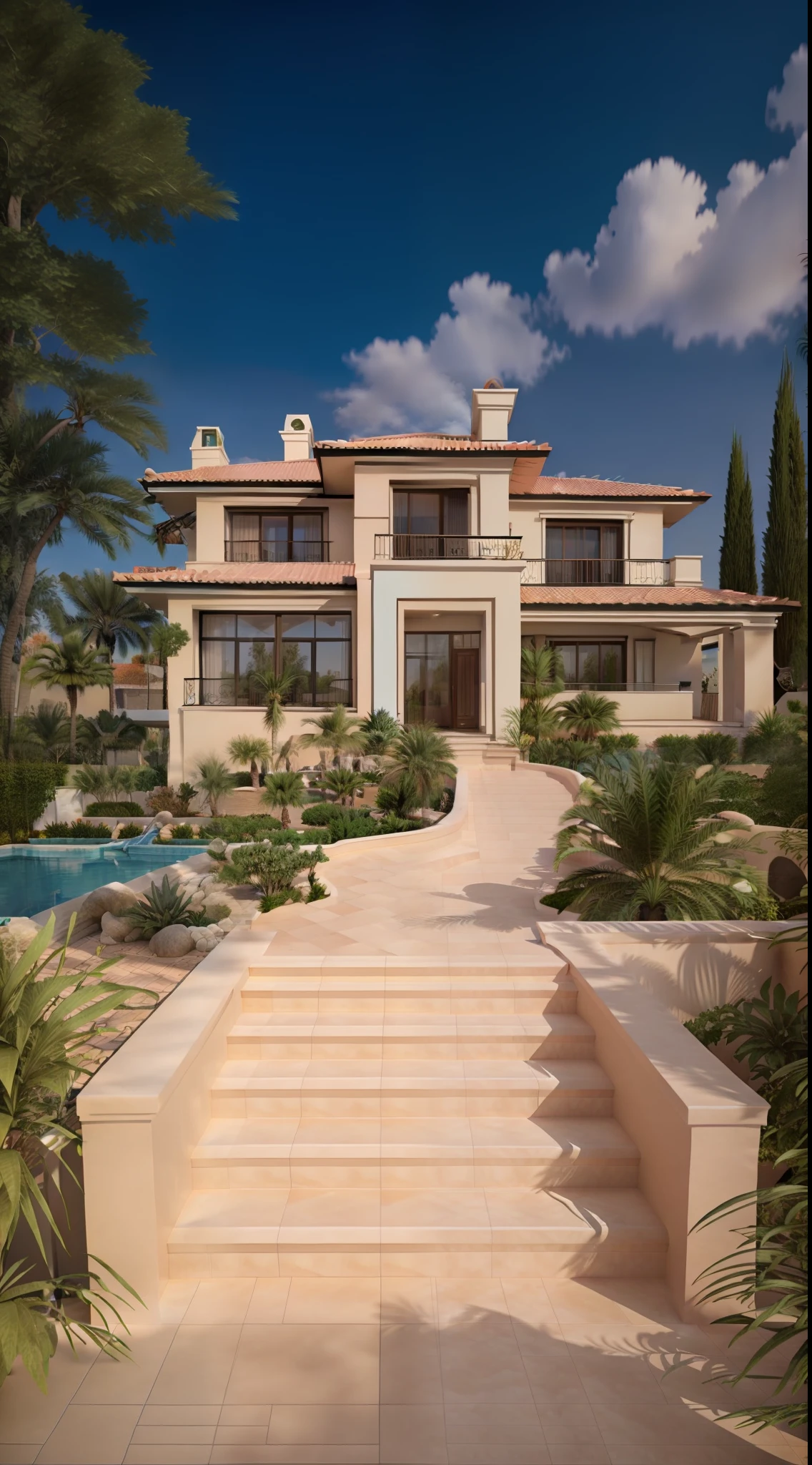 Colored arabian villa, photorealistic