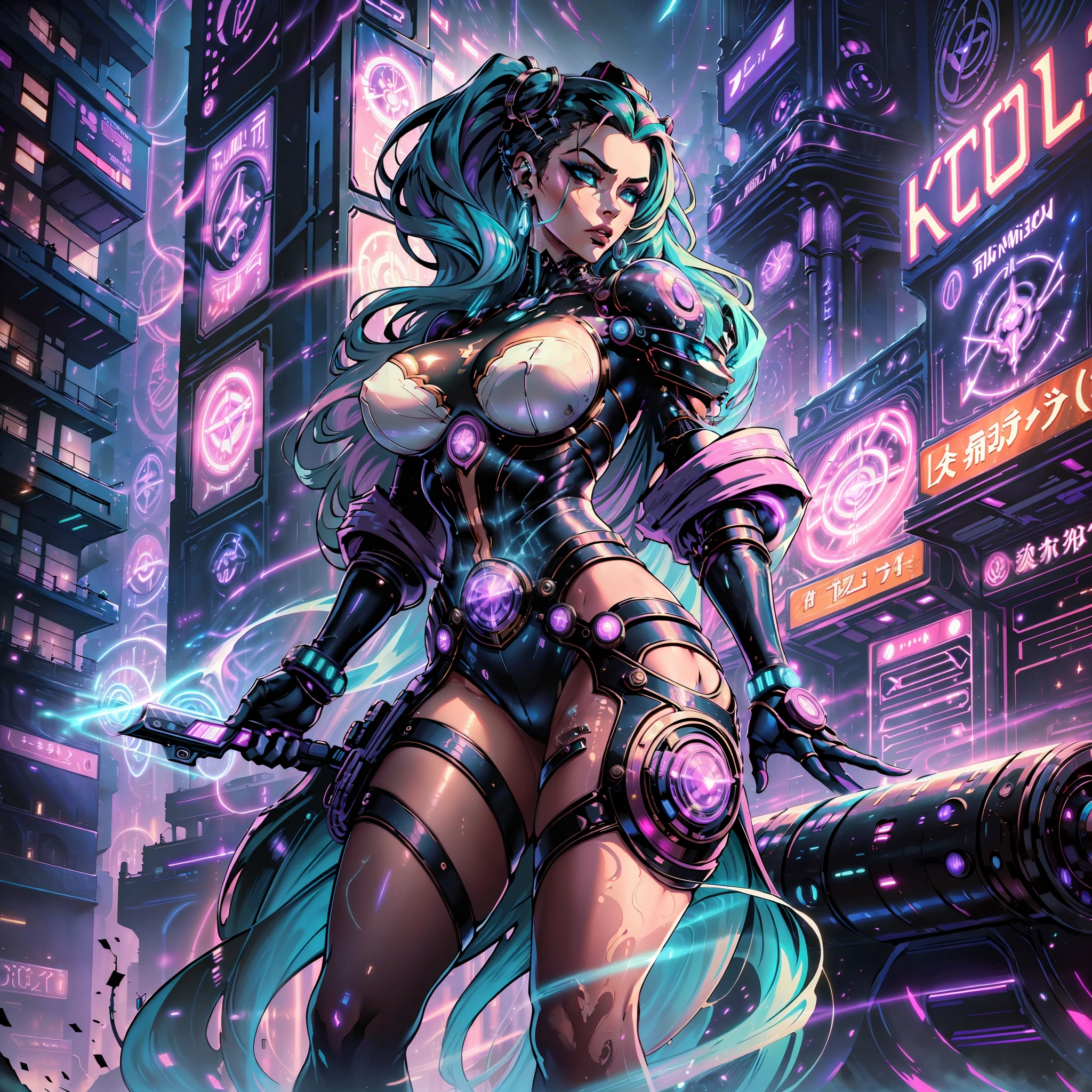 In this futuristic masterpiece, a woman of age 30 exudes an alluring and confident aura as a Futuristic Femme Fatale. The setting is a high-tech, cyberpunk-inspired world that seamlessly blends sleek modernity with a touch of dystopian edge.
Dressed in a stunning futuristic fashion ensemble, the woman is a visual marvel. Her attire is a symphony of textures and materials, blending metallic accents, holographic fabrics, and glowing LED patterns. Each detail is meticulously crafted, creating a sense of awe-inspiring artistry that draws the viewer in.
With an air of confidence, the woman stands amidst the urban sprawl of the cyberpunk city. Neon lights cast a vibrant glow on her features, illuminating her perfectly styled hair and enhancing the electric blue streaks that run through it. Her makeup is equally avant-garde, with holographic elements that catch the light and mesmerize the onlooker.
The Femme Fatale's gaze is intense and captivating, hinting at a world of secrets and intrigue beneath her enigmatic exterior. Her posture exudes confidence, a reflection of her command over the high-tech world she inhabits.
The cyberpunk setting comes alive with awesome detail. Holographic billboards and neon signs illuminate the streets, while hovering vehicles and drones add to the futuristic atmosphere. The architecture is a mix of sleek skyscrapers and gritty back alleys, painting a vivid picture of a world where technology and humanity collide.
Every inch of this image is a testament to the artist's skill, with awesome detail permeating every aspect. The reflection of the high-tech city in the woman's sharp shades, the intricate patterns of her clothing, and the reflections of neon lights on her metallic accessories all contribute to the overall stunning effect.
masterpiece captures the essence of the Futuristic Femme Fatale, presenting a woman of undeniable allure and power in a world where technology reigns supreme. The fusion of confidence, cutting-edge fashiion