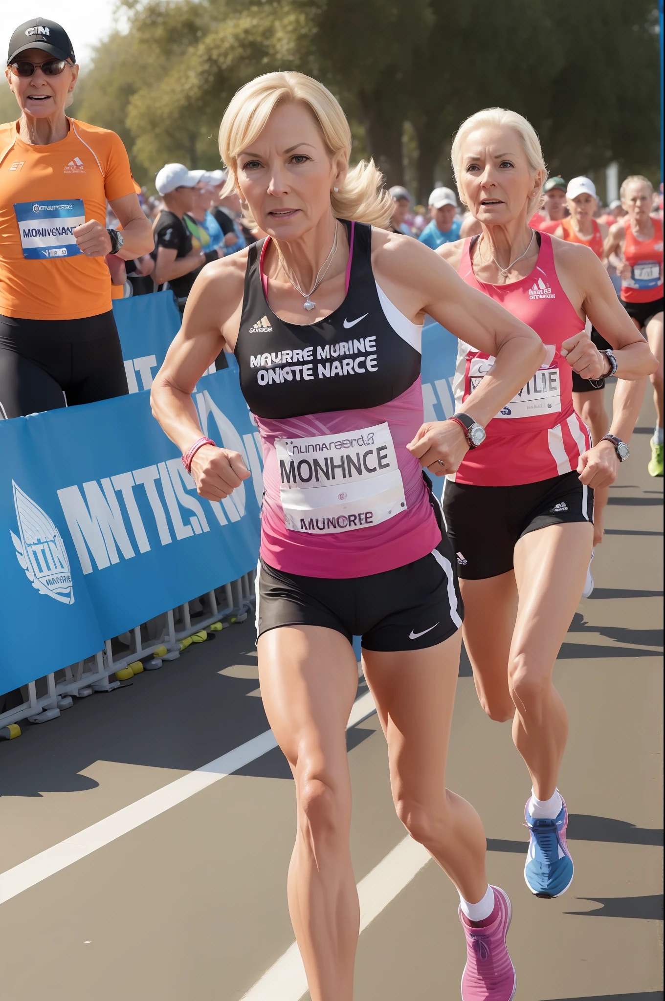 (Yvonne Carole Grace Murray-Moone:1.3) pushing her limits in a (marathon race:1.2).