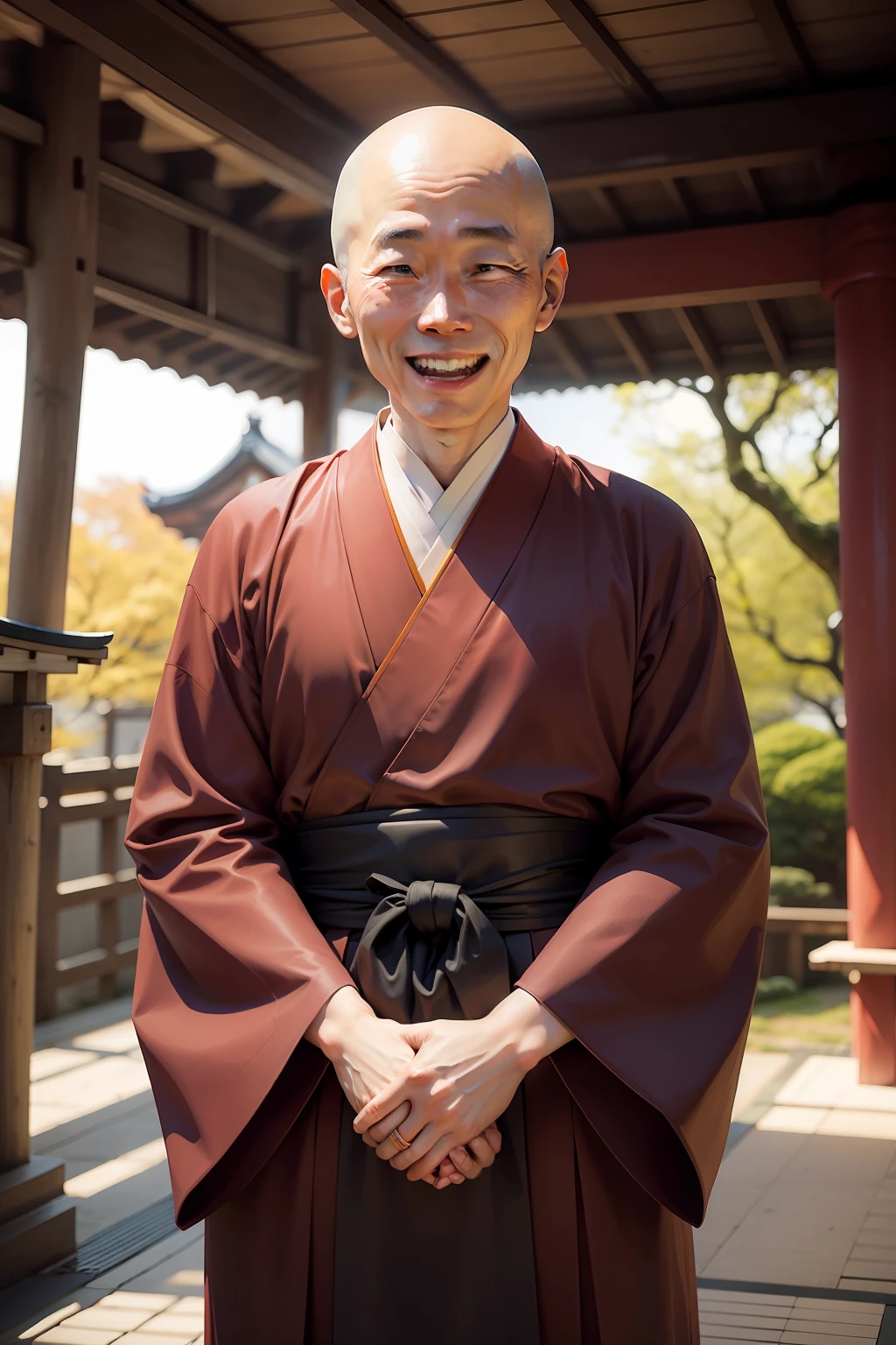 Japan monk Preaching with a smile