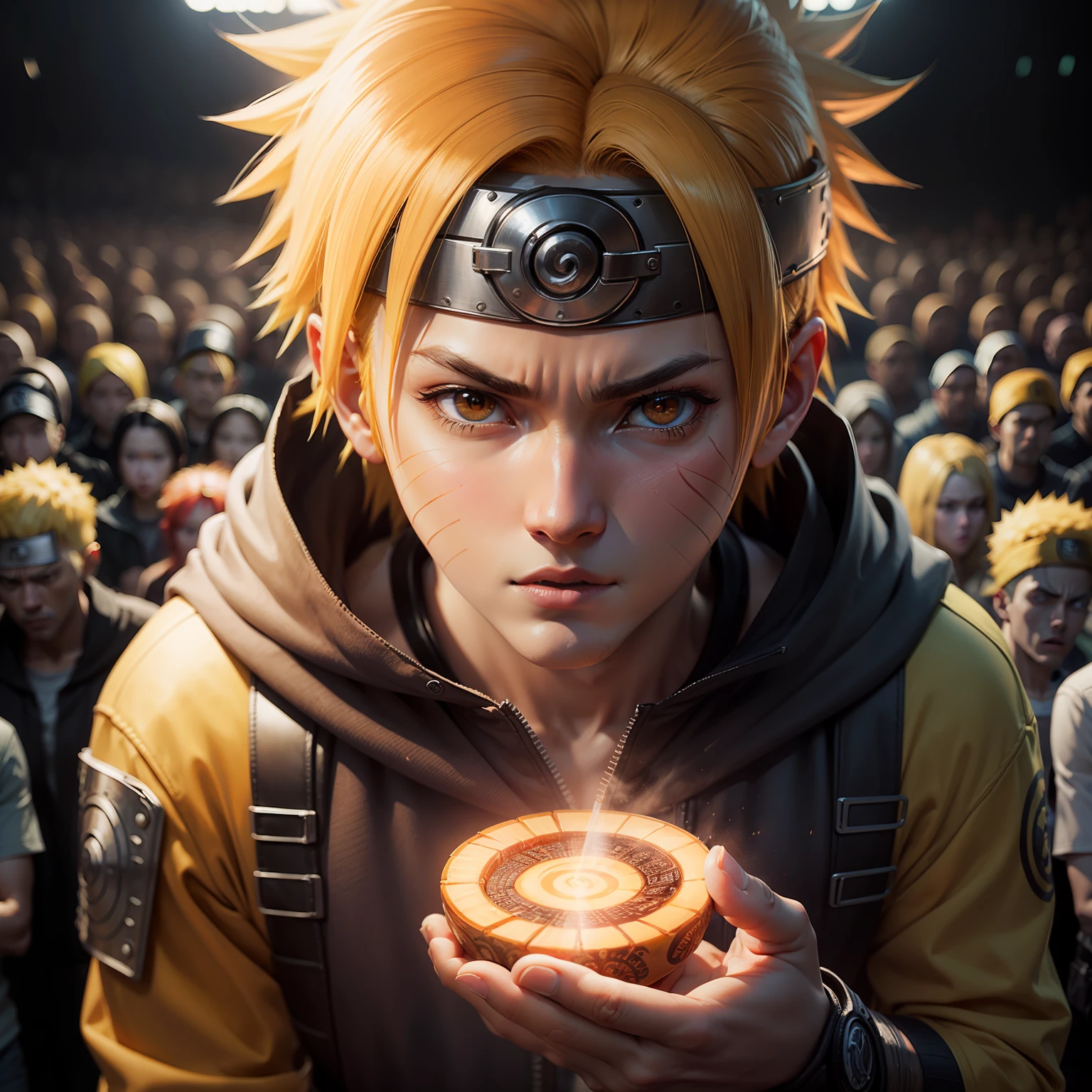 Cinematic light,Uzumaki Naruto,detail-rich,Look at the audience,nigth