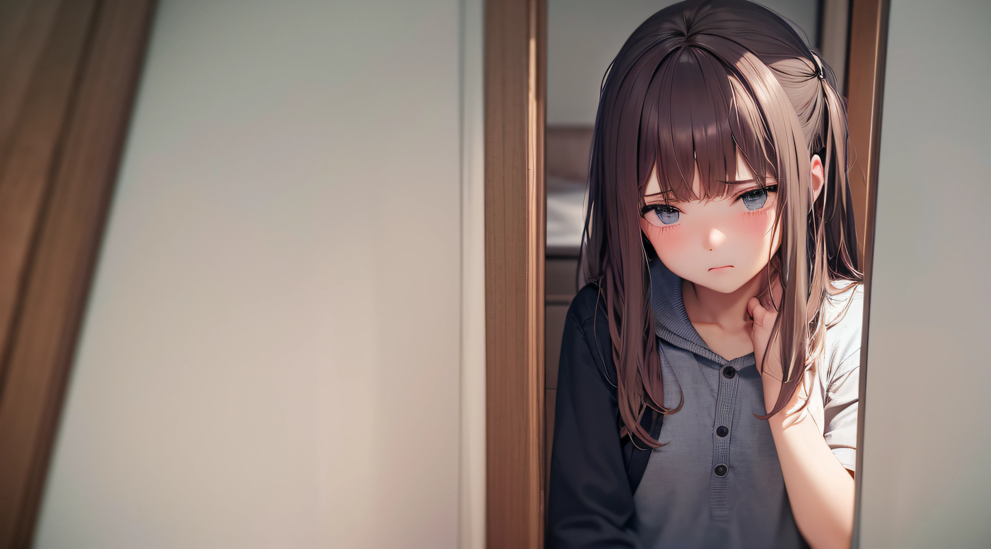 sad girl in home