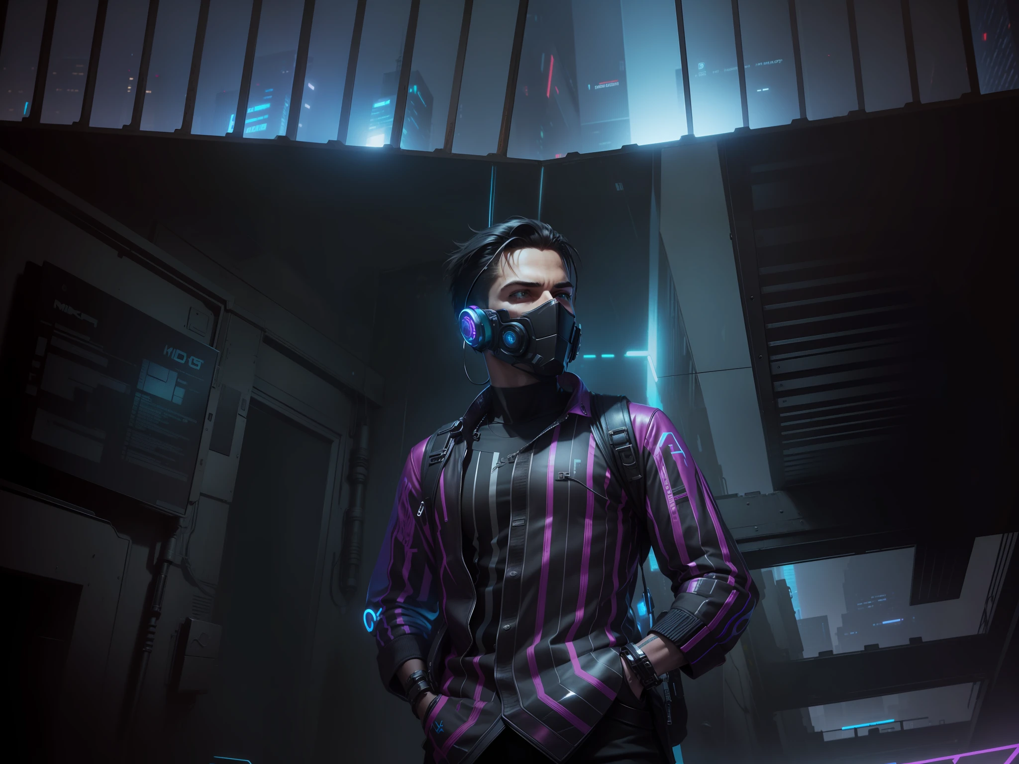 "Modify background to a cyberpunk setting with a handsome boy, realistic facial features, 8k resolution, and ultra-realistic aesthetics."