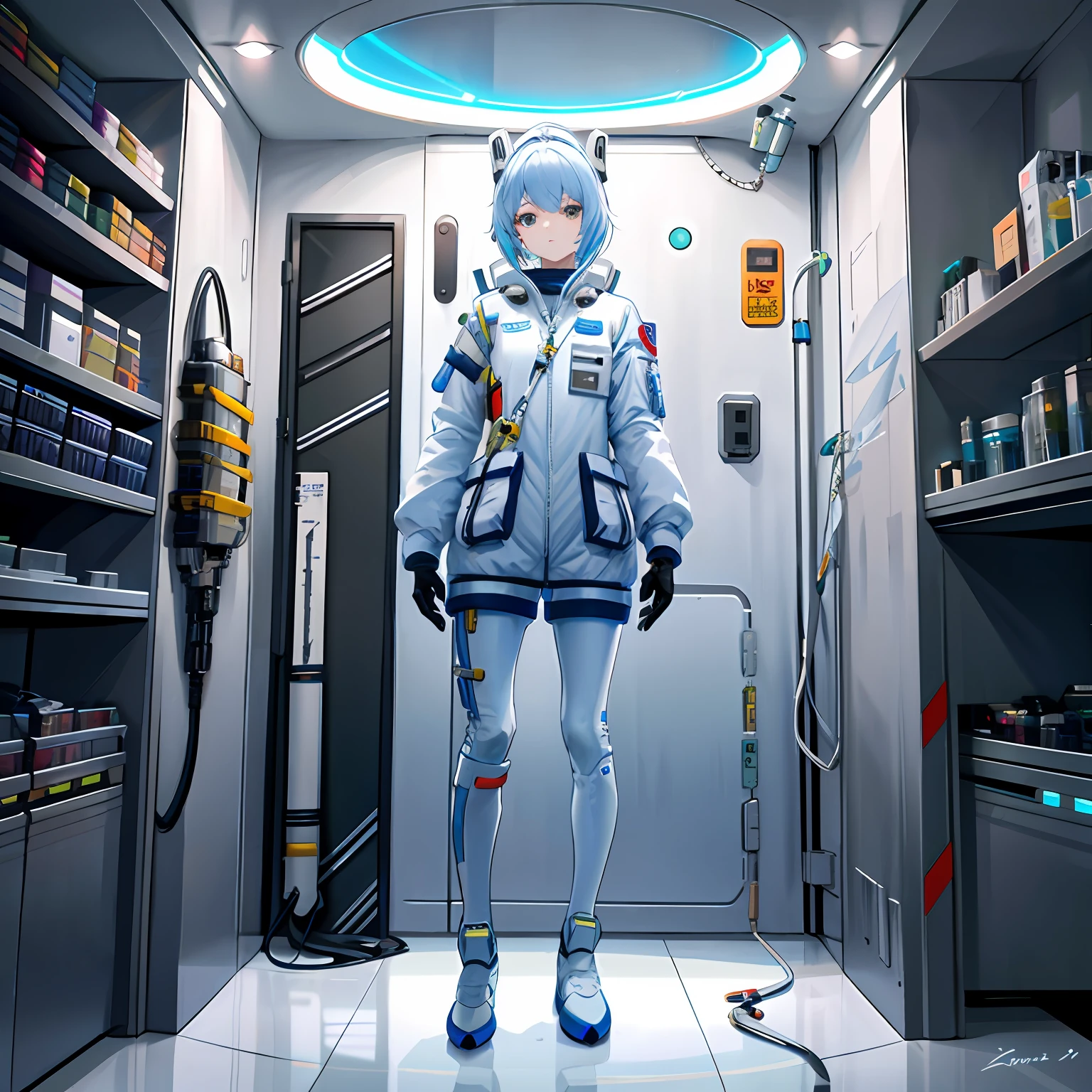 solo person,Single female,Uma personagem feminina,The captain of the spaceship,wearing spacesuit,Therapeutic careers,Large syringe in the hand,full body concept,standing full-body,Tank properties,Full body mech style,1girll,Carry a large medical kit,Single hand holding large syringe,Single female,Uma personagem feminina,The captain of the spaceship,wearing spacesuit,Therapeutic careers,Large syringe in the hand,full body concept,standing full-body,Tank properties,Full body mech style,1girll,Carry a large medical kit,Hold a large syringe