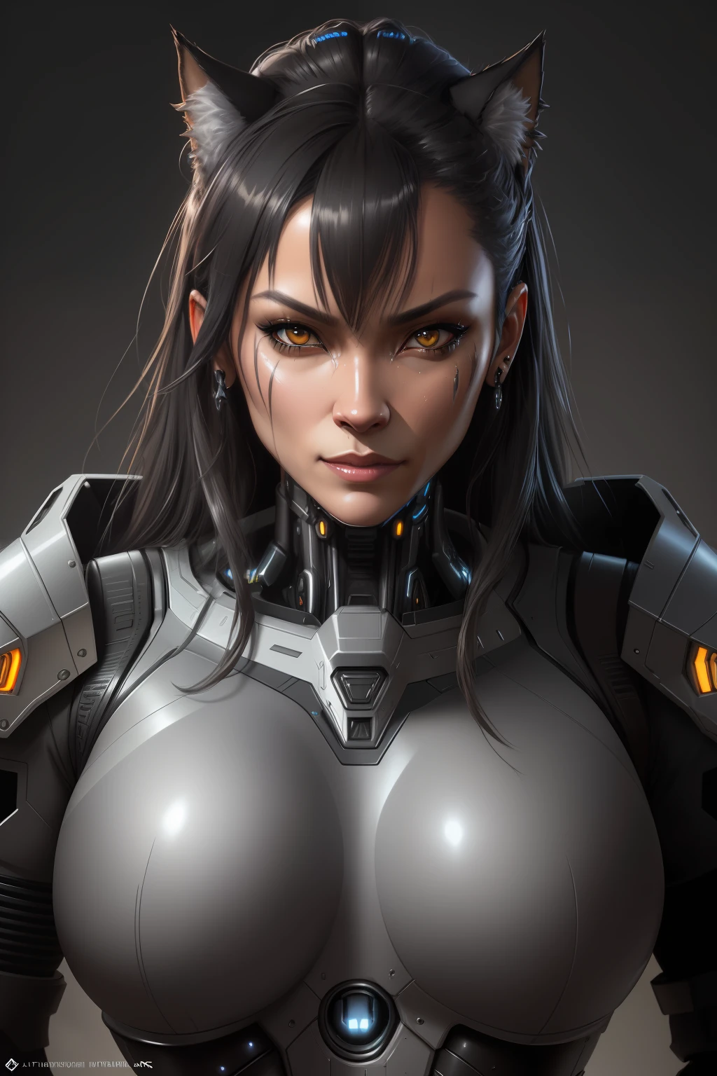 olpntng style, Portrait painting of a cybernetic grey werewolf with power armor, ultra realistic, concept art, intricate details, eerie, highly detailed, photorealistic, octane render, 8 k, unreal engine. art by artgerm and greg rutkowski and alphonse mucha, oil painting, heavy strokes, paint dripping