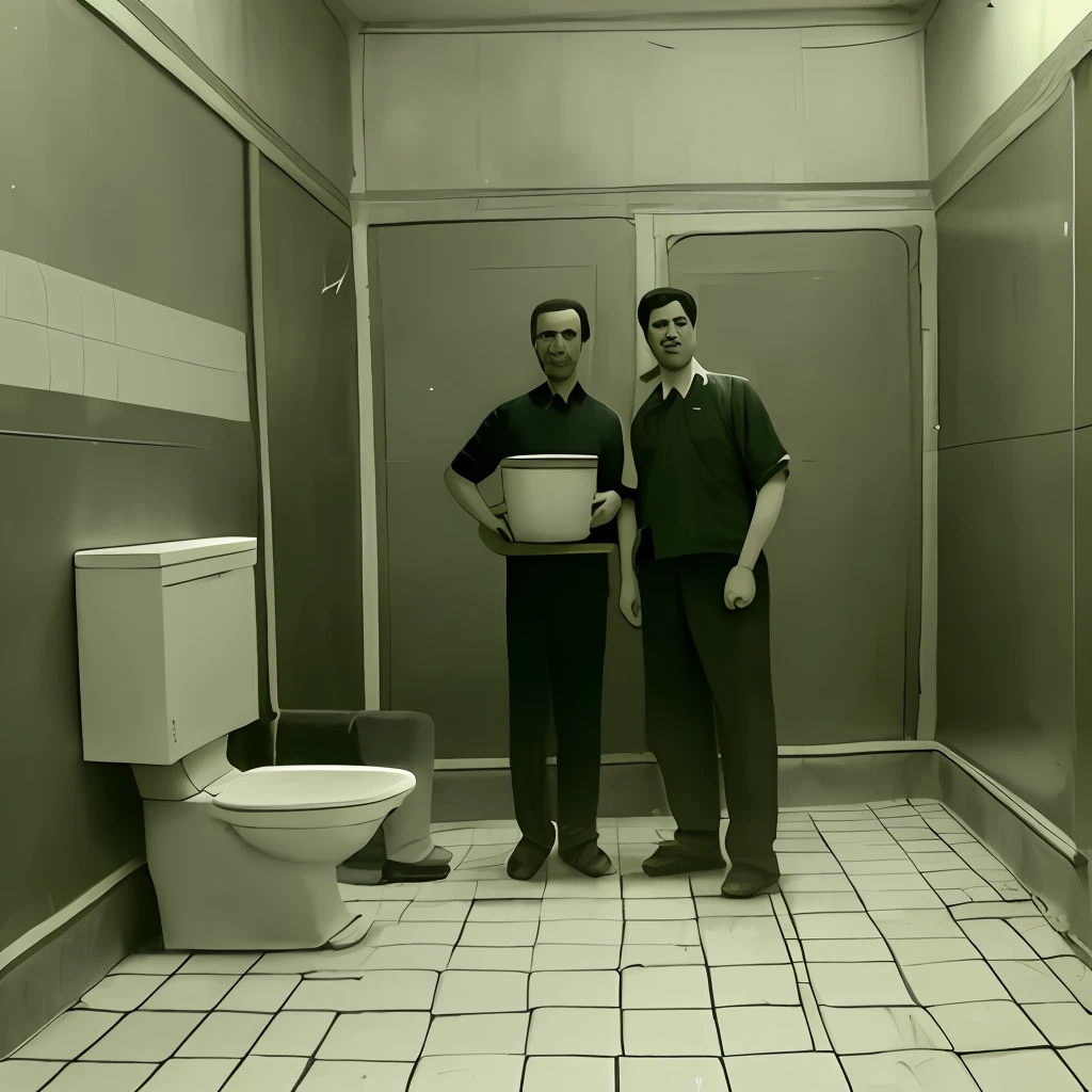 A woman naked with 3 ugly men in an Iranian toilet in 1974 in Isfahan