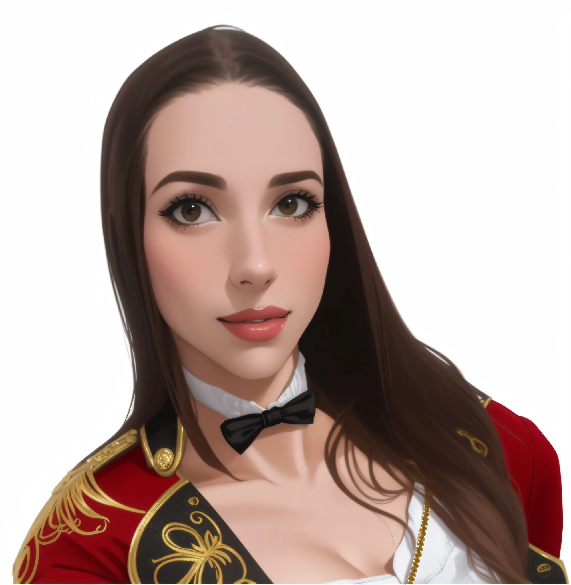 mulher arafed em um traje vermelho e dourado com uma gravata borboleta, Foto de perfil do headshot, Valentina Embaralhamento, Estefania Villegas Burgos, imagem de perfil, simona sbaffi is the captain, fernanda suarez, Alina Ivanchenko, Anastasia Ovchinnikova, foto headshot, render de mirabel madrigal, ástor alexander, imagem do avatar
