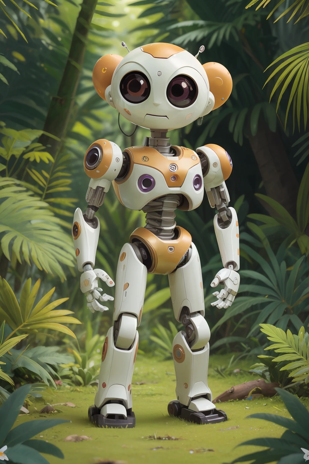 lindo robozinho , multiplas poses e expressoes na floresta