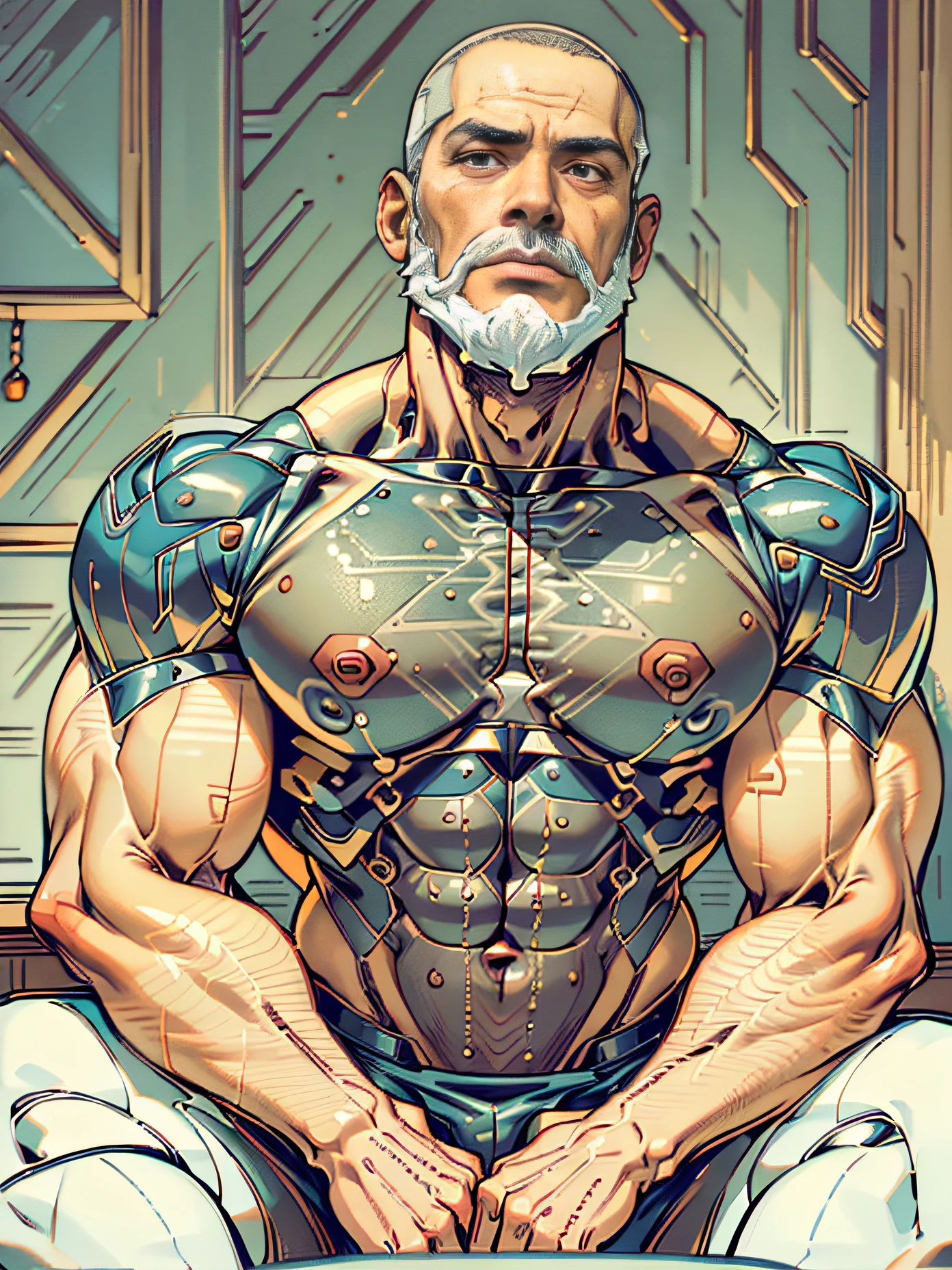 um close up de um homem sentado na chuva, retrato hiper realista, um velho, grandfather, macho velho, wrinkles and muscles, Homem de 70 anos, forte e imponente, (Obra-prima, qualidade soberba, super detalhado, alta resolução), foco masculino, ((Santa Claus)), ((homem musculoso))), (((detalhe muscular))), a chuva caindo, (detalhe da roupa), (((corpo inteiro))), (((senso de grandeza do Papai Noel))), (((olhos detalhados))), masculino, final dos anos cinquenta, atletic, abdominais, forte, alto, (venous muscles, rasgados:1.8), (anatomia correta, Heavy construction, tronco largo, small head:1.5), (pele realista, textura detalhada do pelo, suor gotejante:1.5), rua de fundo detalhada, fotorrealista, carregado para e621, (cueca:1.5), (huge bulge:1.5), (hand on protuberance:1.2), (Erection:1.2) tronco nu, hiper realista, ultra detalhado, (roupa detalhada: 1.2), natural lightting, diurno, (muscular, suado: 1.9), flexionando, camiseta branca enxarcada, hiper realista, ultra detalhado, (roupa detalhada: 1.5), natural lightting, diurno, (muscular, suado: 2.0), hyperrealistic rain,