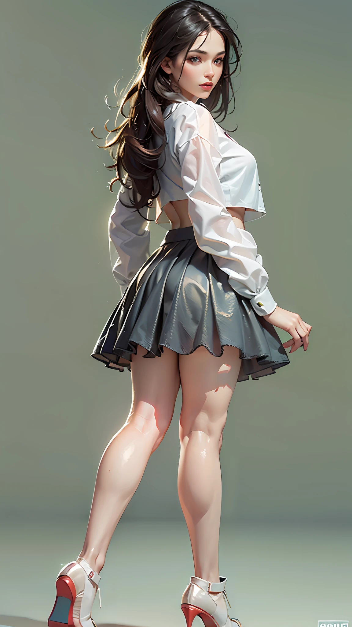 (Photorealistic:1.4), (Masterpiece, side-lighting, fine detailed beautiful eyes: 1.2), Masterpiece*Portrait, Realistic, 3D face, Glowing eyes, Shiny hair, Glossy glossy skin, Solo, embarressed, (midriff),