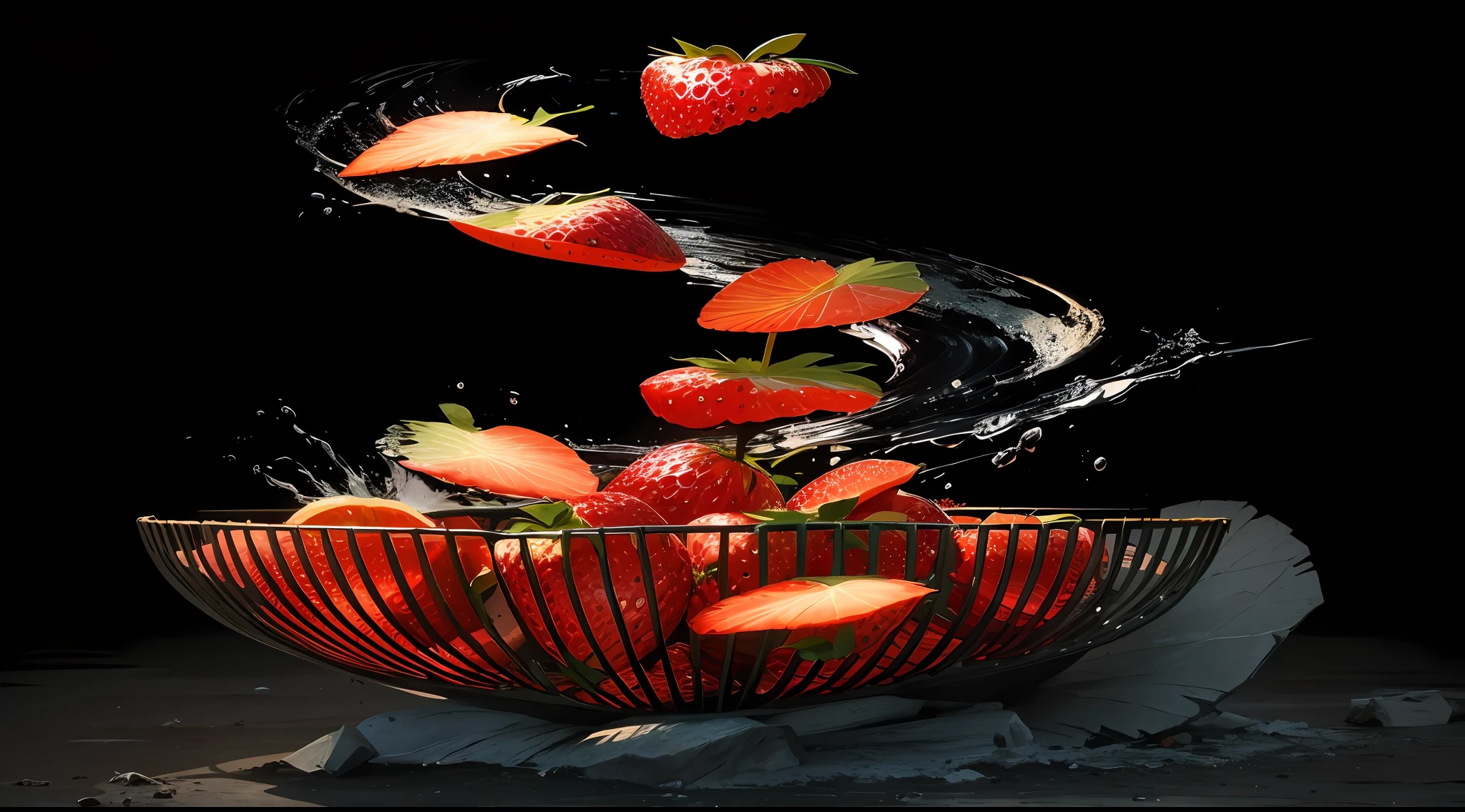 Morangos, morango, Strowberry, espadas, naturais, Natureza, Natureza, Linda, renderizado, fotorrealista, UltraHD, 4k, texturasdetalhadas, sombras detalhadas, cores detalhadas, por do sol, sol se pondo, Sunset, Natureza Linda, fundo preto, por do sol, contraste detalhado, contraste realista, alta resolução, cores detalhadas,