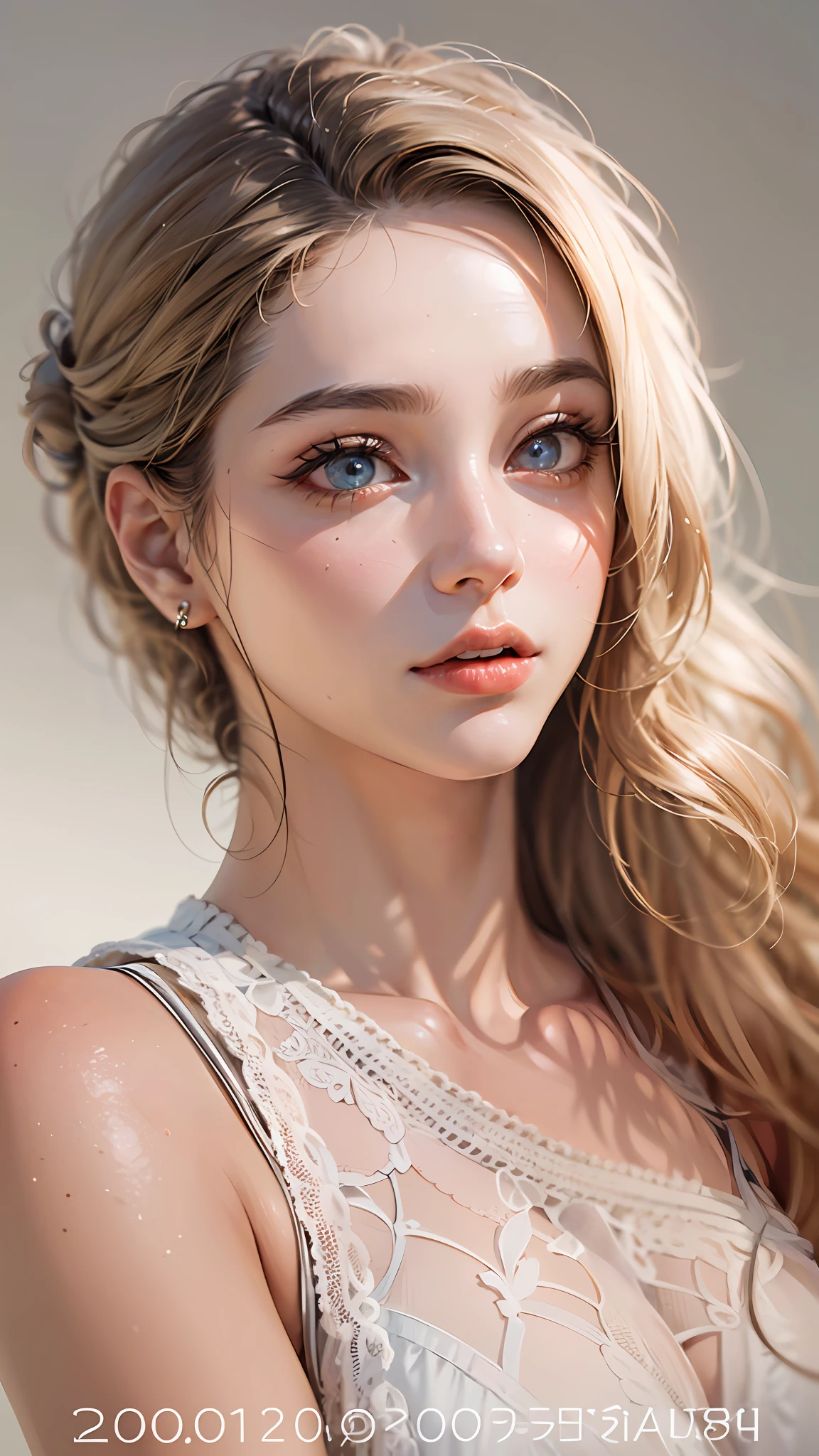 (Photorealistic:1.4), (Masterpiece, side-lighting, fine detailed beautiful eyes: 1.2), Masterpiece*Portrait, Realistic, 3D face, Glowing eyes, Shiny hair, Glossy glossy skin, Solo, embarressed, (midriff),