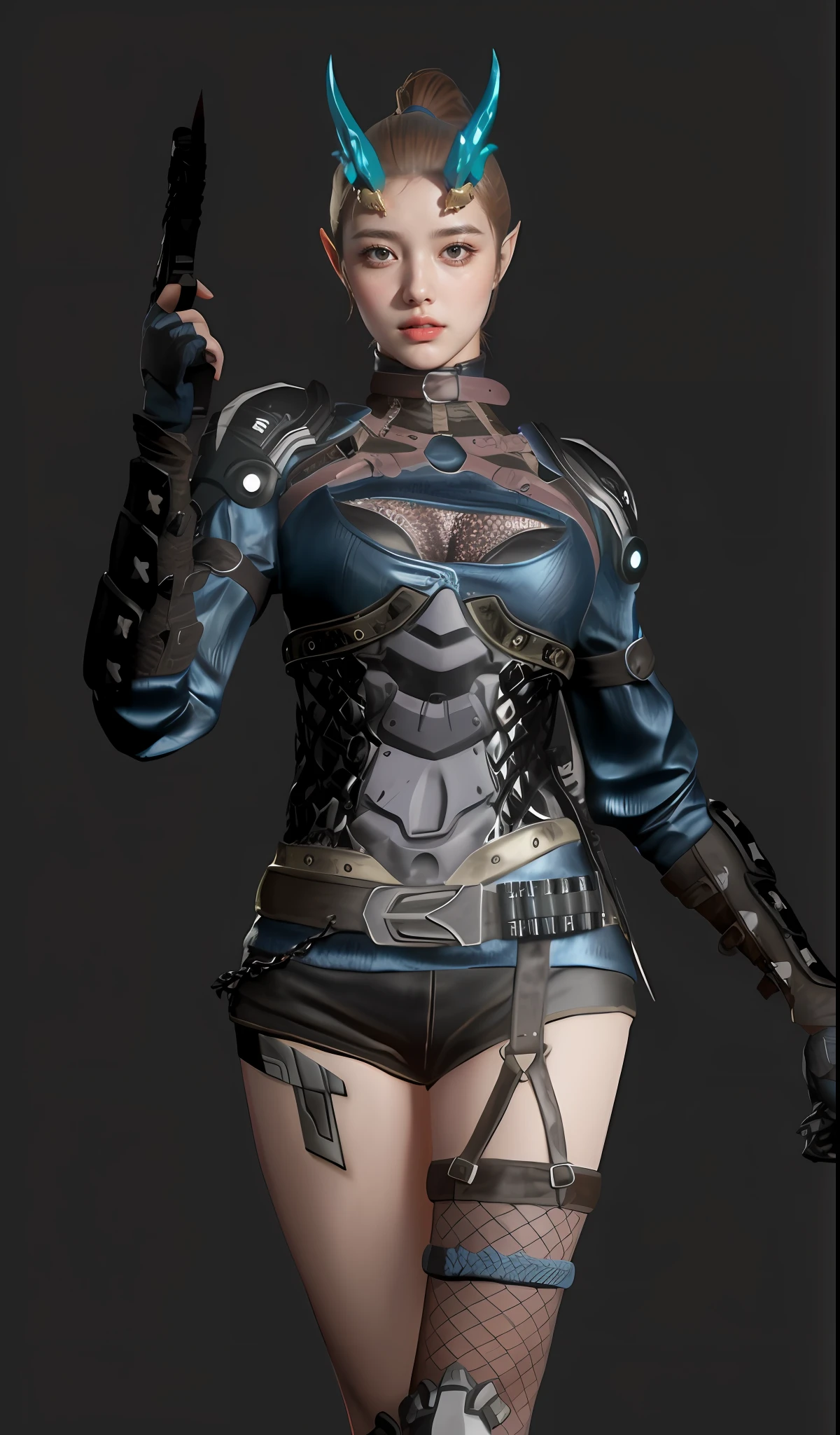 best qualtiy, Full body like,Refined face,pretty face,25 years old woman,slimfigure,Smaller bust,office lady uniform,Office wear,black lence stockings,(Castle background:1.3)