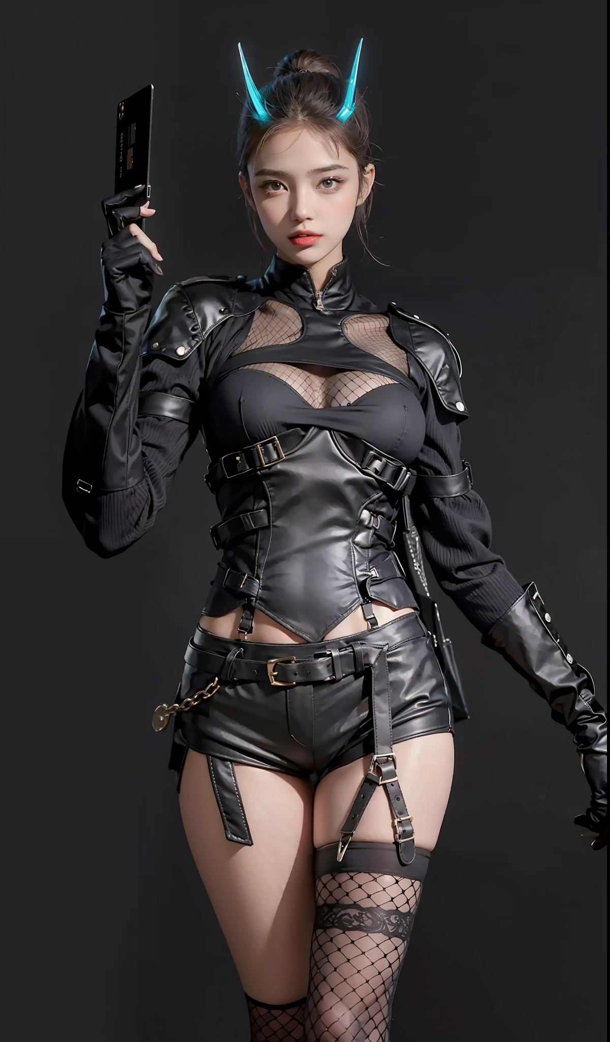 best qualtiy, Full body like,Refined face,pretty face,25 years old woman,slimfigure,Smaller bust,office lady uniform,Office wear,black lence stockings,(Castle background:1.3)