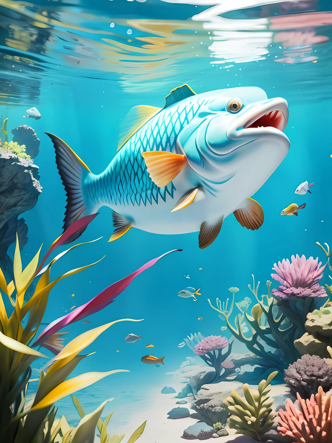 Uma garotinha fofa estava especialmente feliz em pegar um peixe e uma aventura
