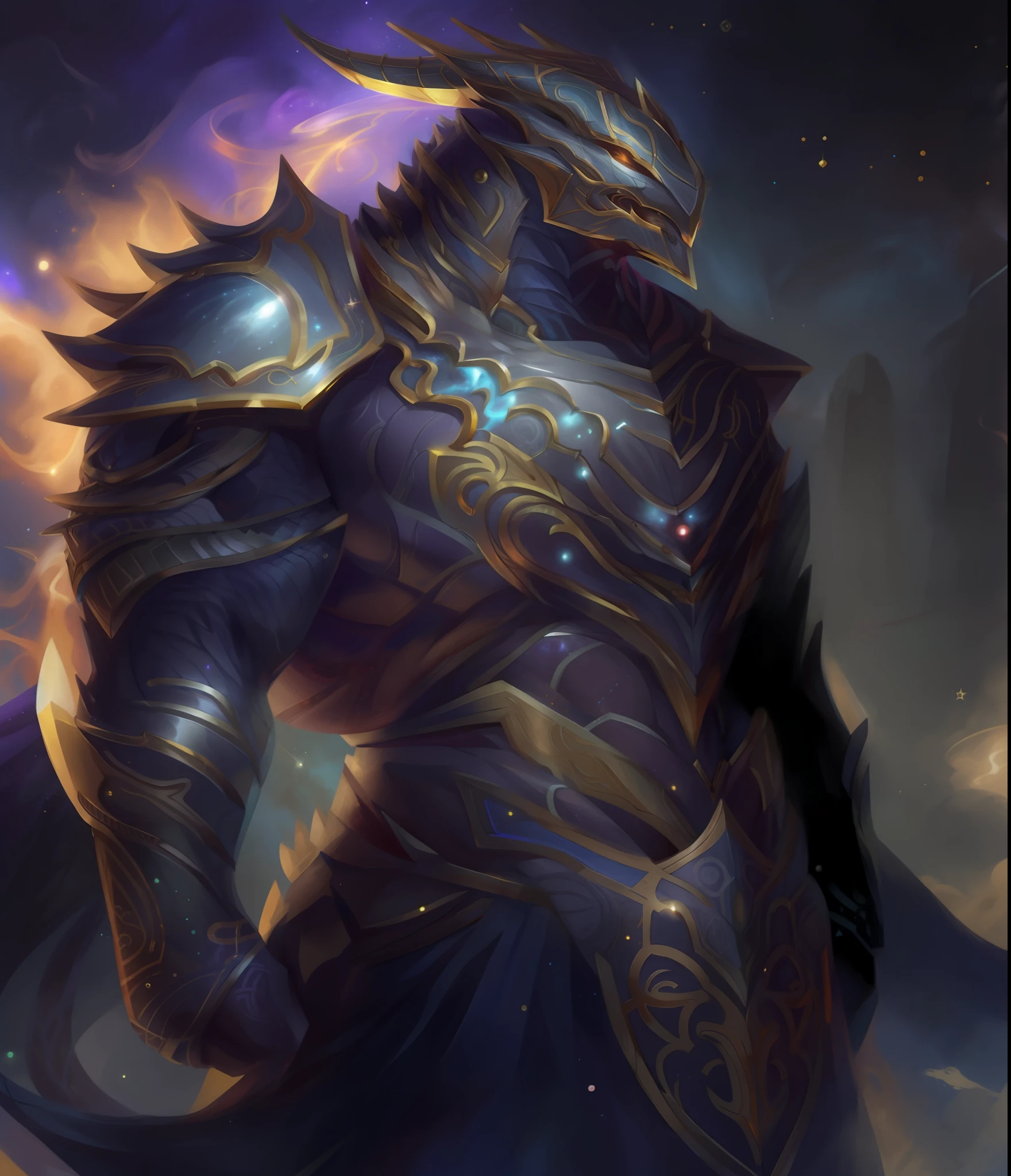 Dragonkin, dragonborn, Dragonkin god, humanoid god of all dragons, completely covered in multicolored ethereal armor, god of protection, cosmic power, bodybuilder build, fully armored in ethereal power, huge, imense, godly runes all over the armor, epic, very broad shoulders, imponent, king, paladin god, celestial, universal, extremely rainbow colorful flames, offwhite armor filled with contellations, godly, imense over_muscular god, (badass_character_design: 1.9), elder, infinite power, godly, (colorful_extreme_power: 1.9) (epic: 1.9), extremely rainbow colorful flames, cosmic, absurd cosmic power, ethereal cosmic power, constellations everywhere, elder god, (intricate_detail: 1.9), cosmos, (Aurelion_Sol: 1.9), elder dragon, draconic, ancient dragon, epic, extremely detailed, badass, huge maw